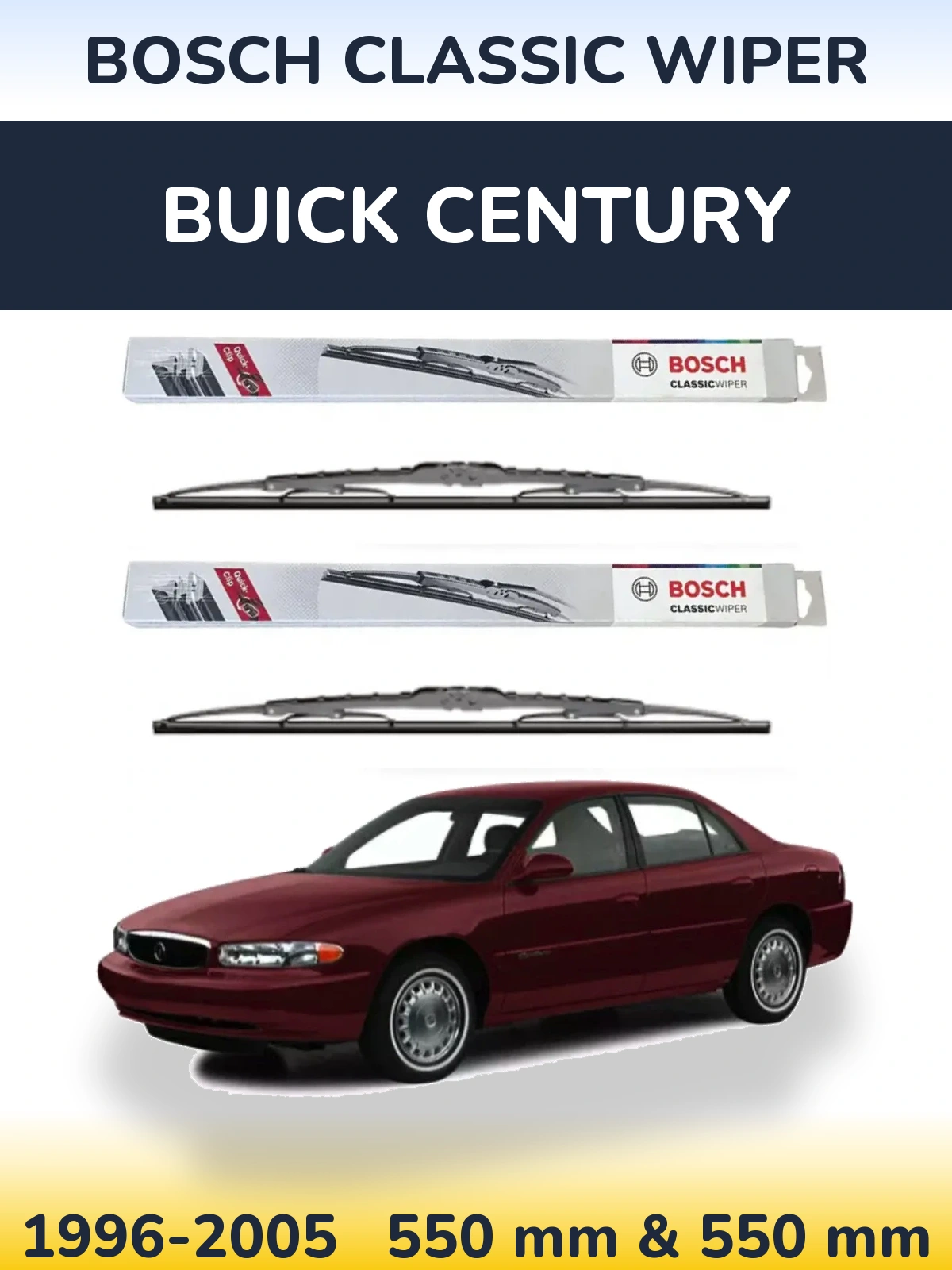 Комплект передніх щіток BOSCH Classic Wiper 550 & 550 мм для Buick Century 1996-2005