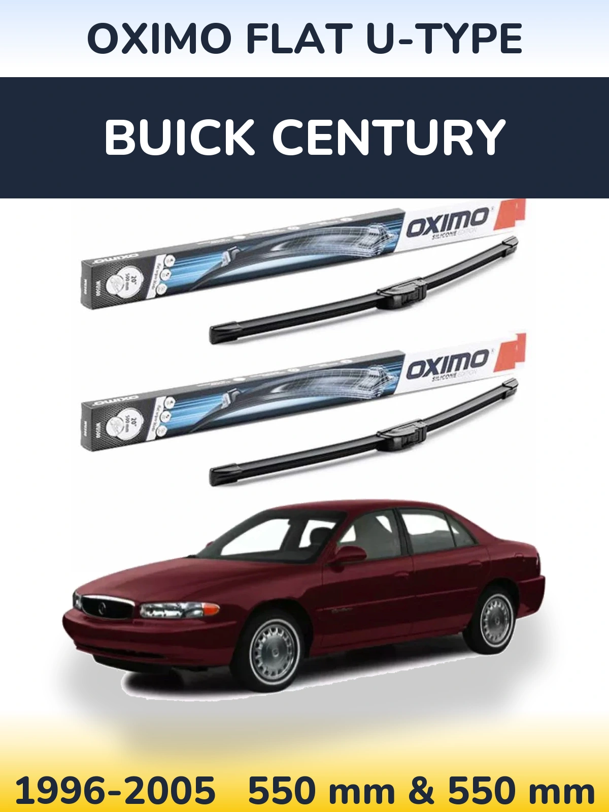 Комплект передніх щіток Oximo Flat U-type 550 & 550 мм для Buick Century 1996-2005