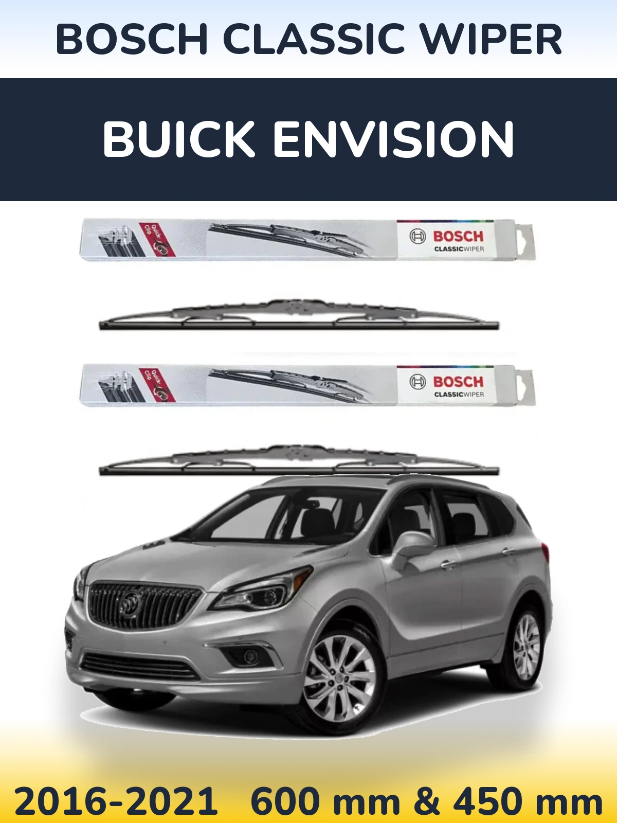 Комплект передніх щіток BOSCH Classic Wiper 600 & 450 мм для Buick Envision 2016-2021