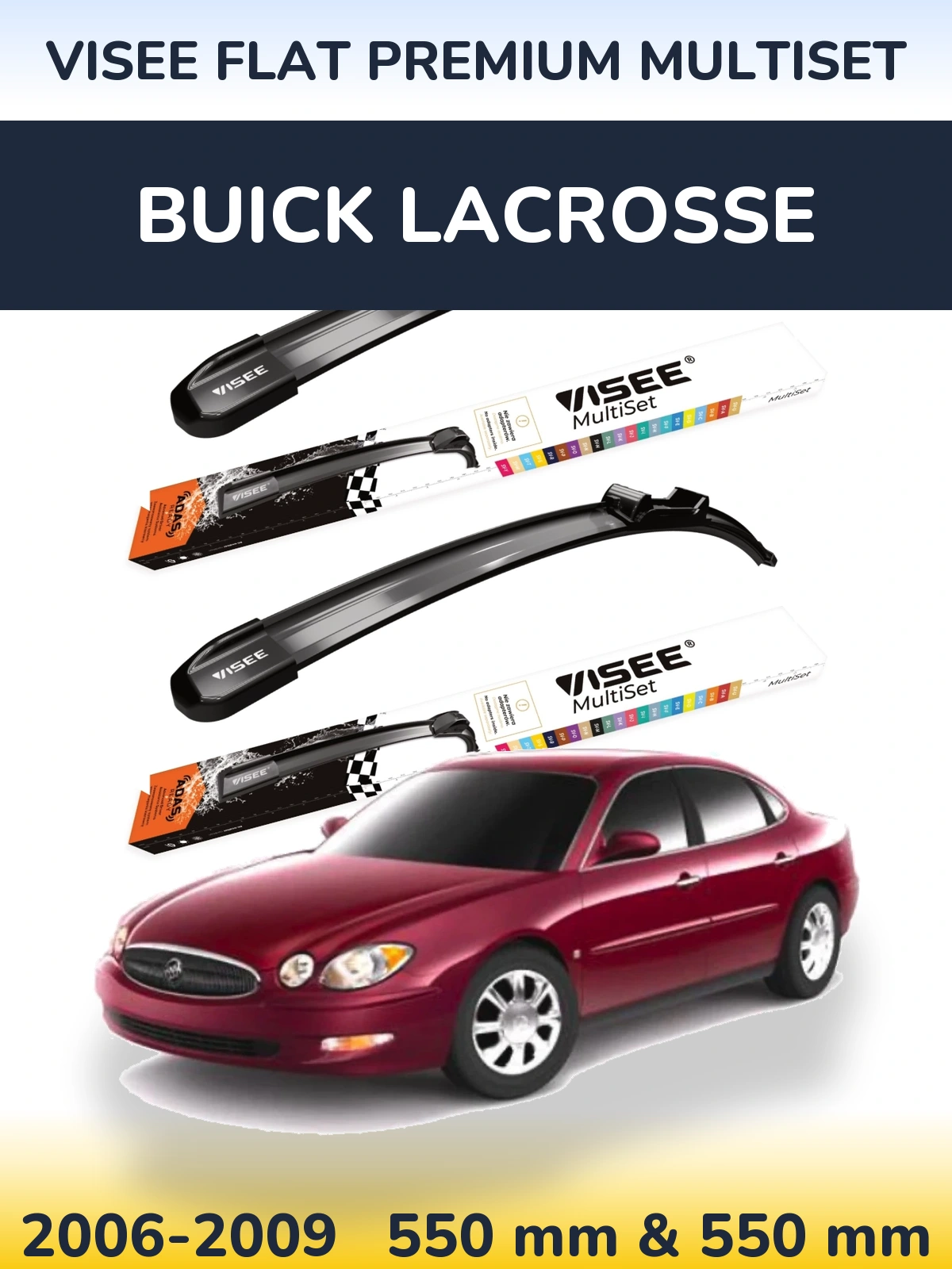 Torkarblad VISEE FLAT PREMIUM MultiSet för Buick LaCrosse