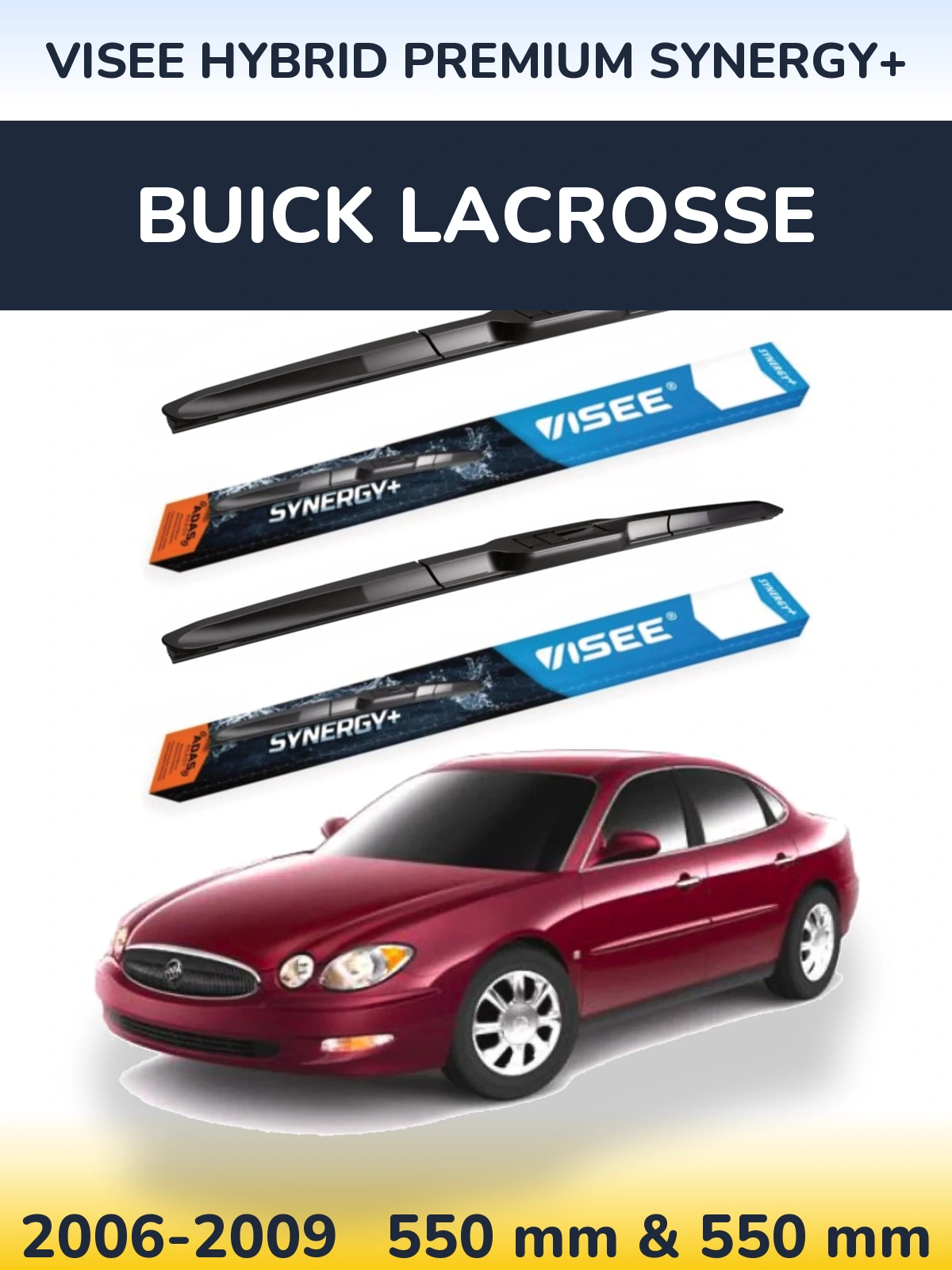 Комплект передних дворников VISEE HYBRID PREMIUM SYNERGY+ 550 & 550 мм для Buick LaCrosse 2006-2009