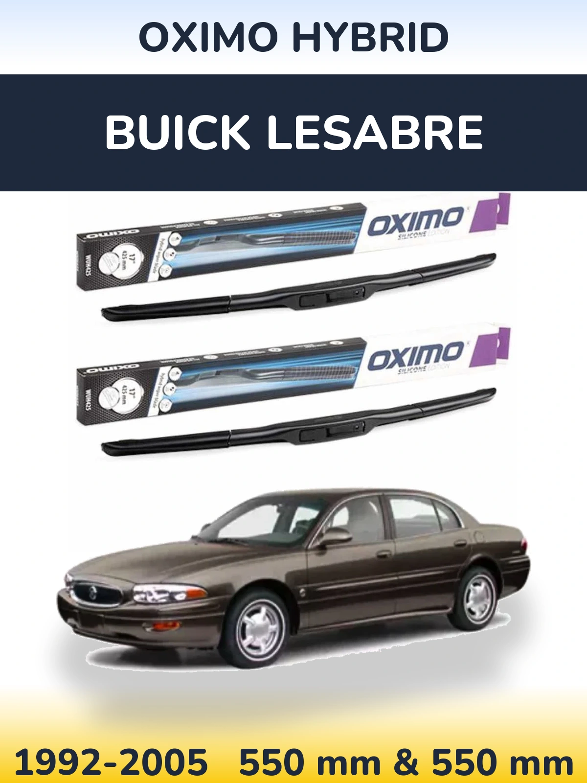 Комплект передних дворников Oximo Hybrid 550 & 550 мм для Buick LeSabre 1992-2005