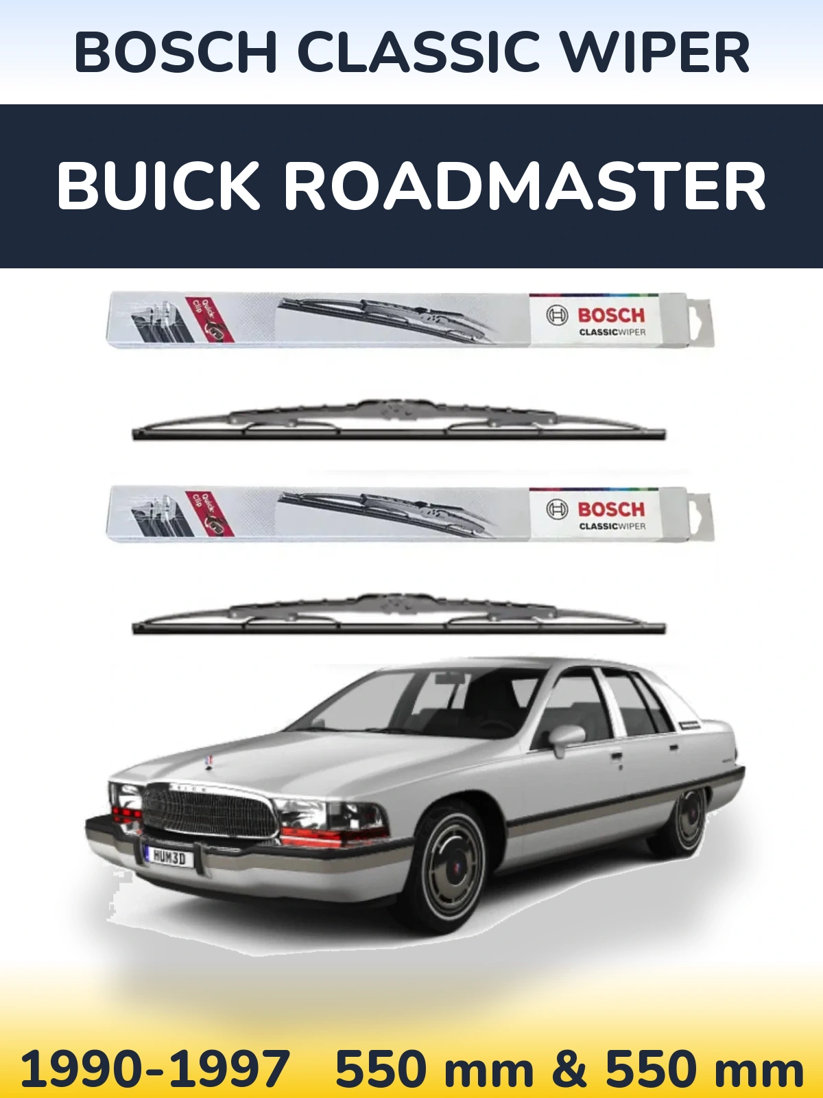 Комплект передних дворников BOSCH Classic Wiper 550 & 550 мм для Buick Roadmaster 1990-1997