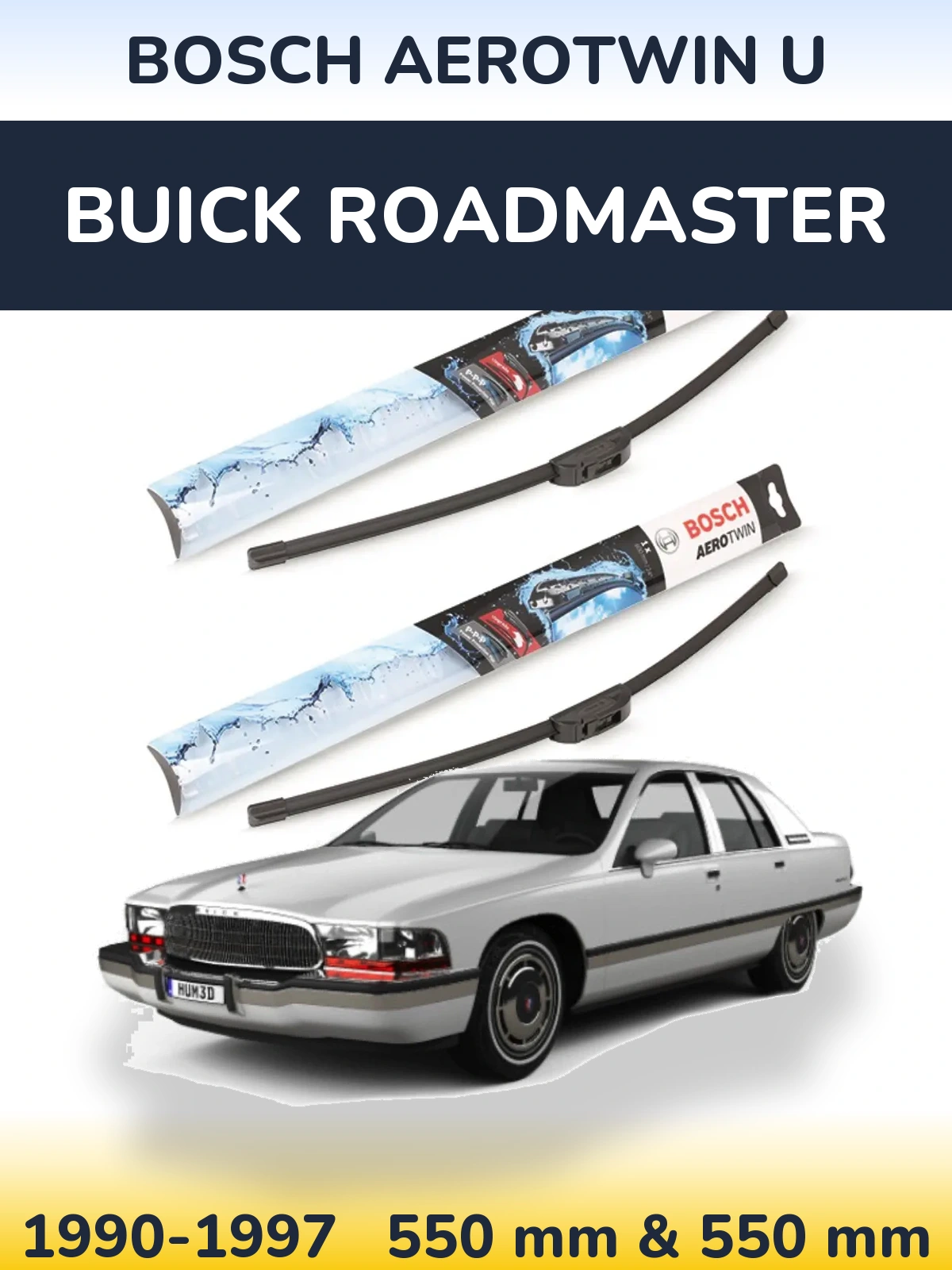 Комплект передних дворников BOSCH AeroTwin U 550 & 550 мм для Buick Roadmaster 1990-1997