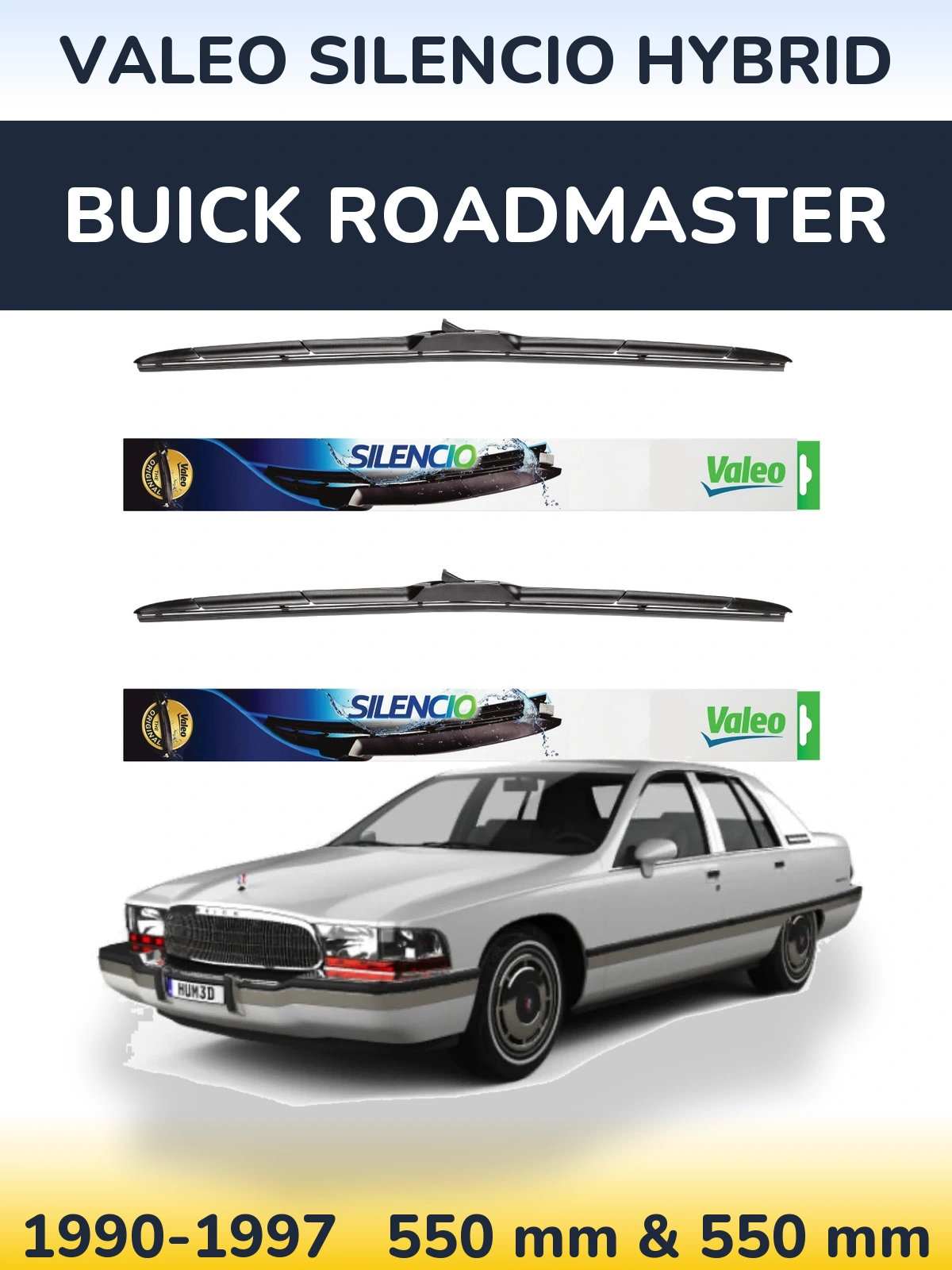 Комплект передних дворников Valeo Silencio Hybrid 550 & 550 мм для Buick Roadmaster 1990-1997