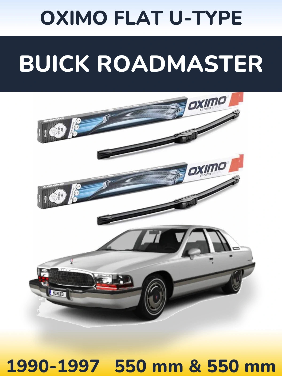 Комплект передних дворников Oximo Flat U-type 550 & 550 мм для Buick Roadmaster 1990-1997