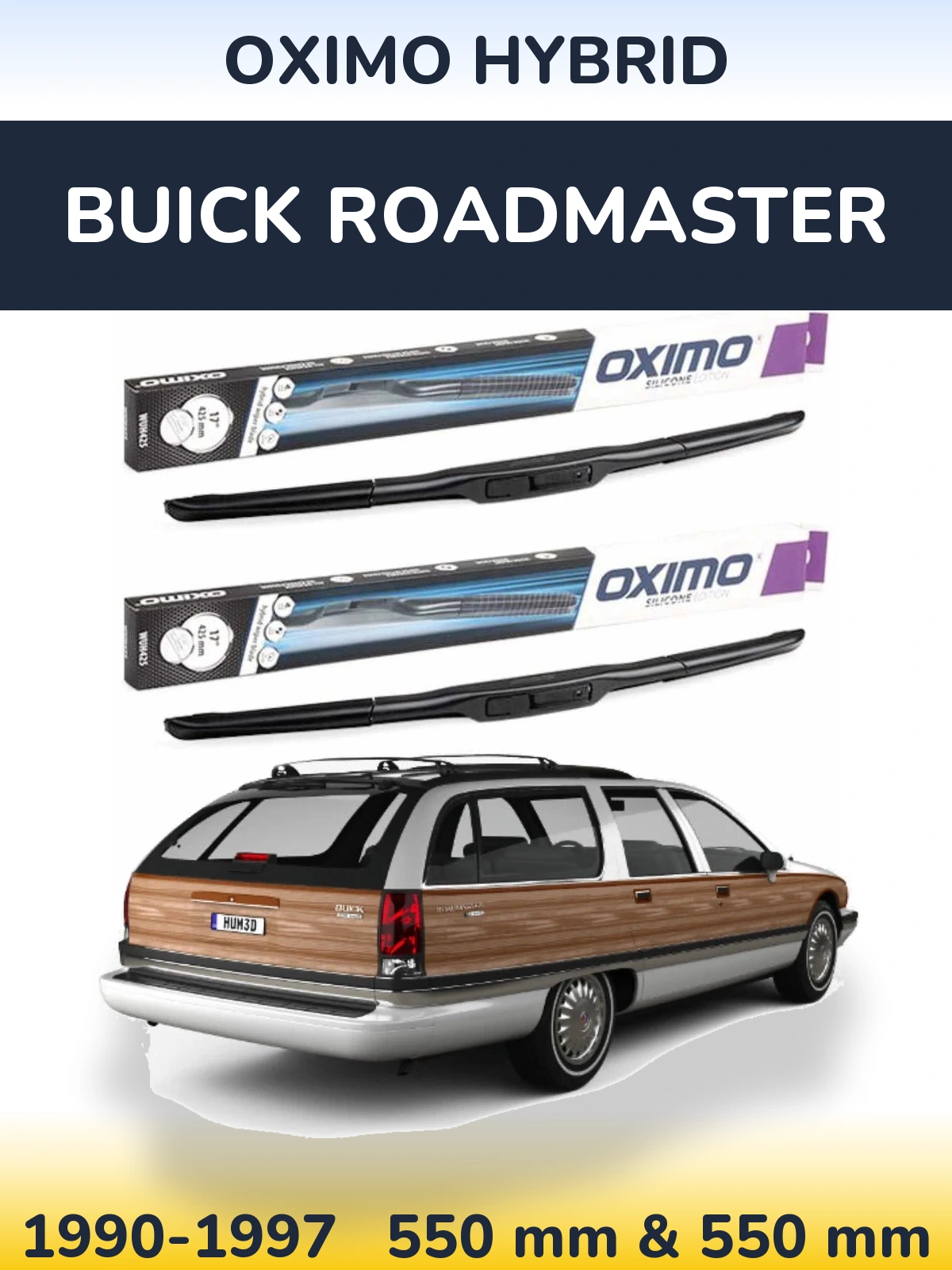 Комплект передніх щіток Oximo Hybrid 550 & 550 мм для Buick Roadmaster 1990-1997