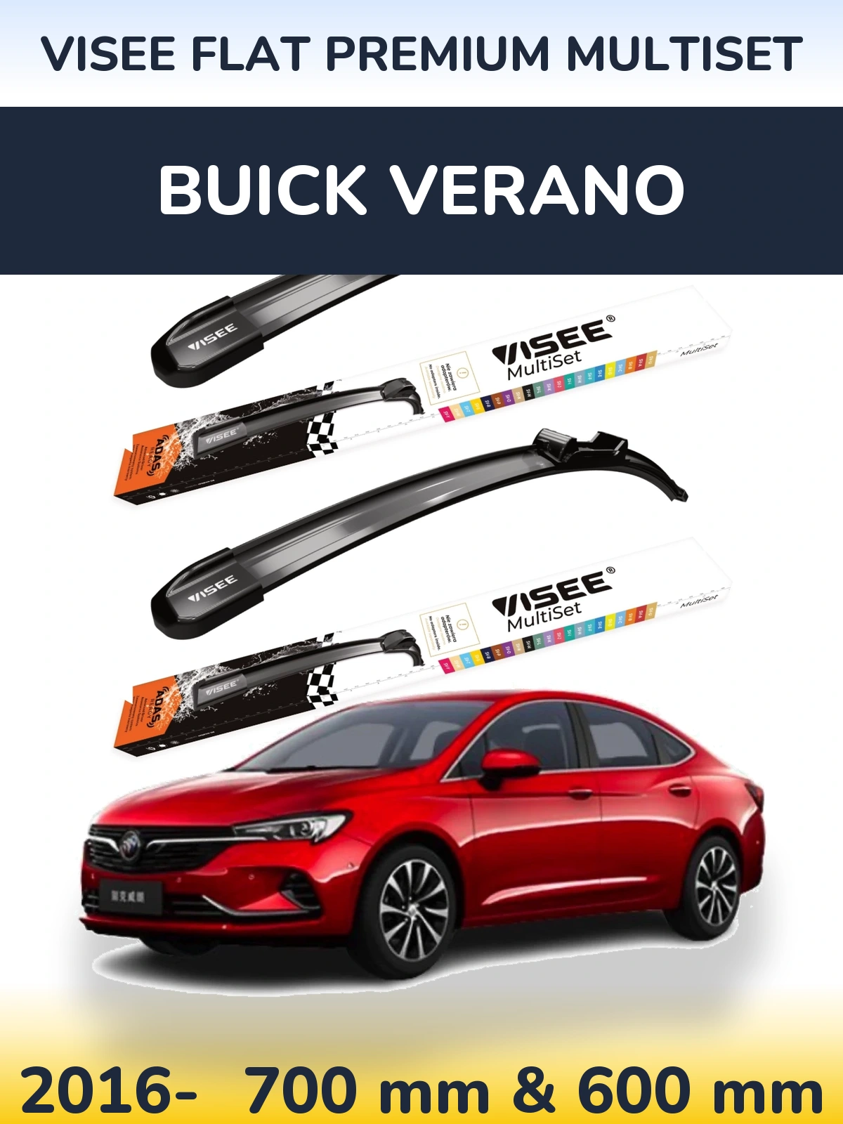 Torkarblad VISEE FLAT PREMIUM MultiSet för Buick Verano
