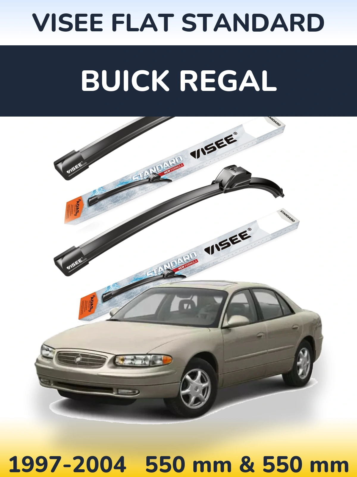 Комплект передних дворников VISEE FLAT STANDARD 550 & 550 мм для Buick Regal 1997-2004