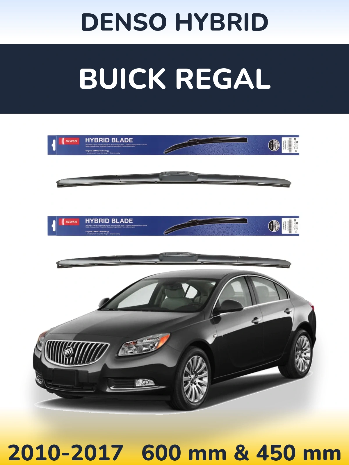 Комплект передних дворников Denso Hybrid 600 & 450 мм для Buick Regal 2010-2017