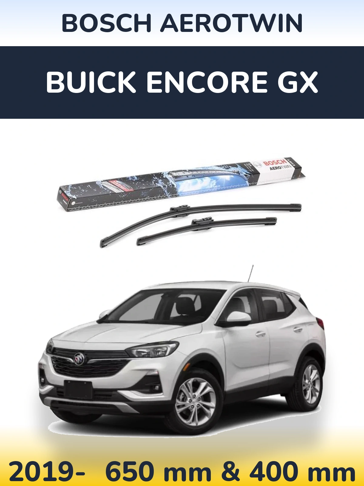Front wiper blade set BOSCH AeroTwin 650 & 400 mm for Buick Encore GX 2019-2026