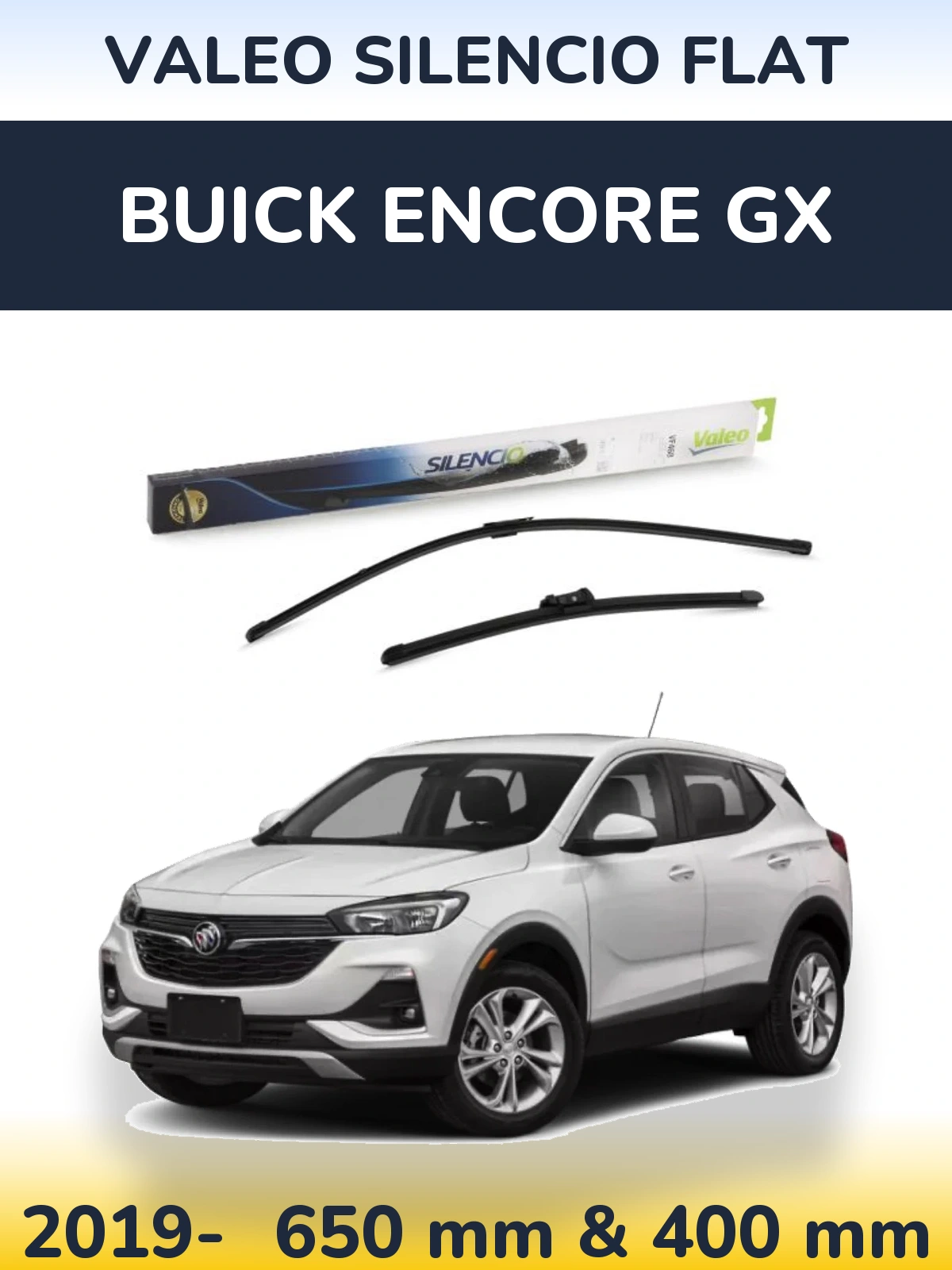 Front wiper blade set Valeo Silencio Flat 650 & 400 mm for Buick Encore GX 2019-2026