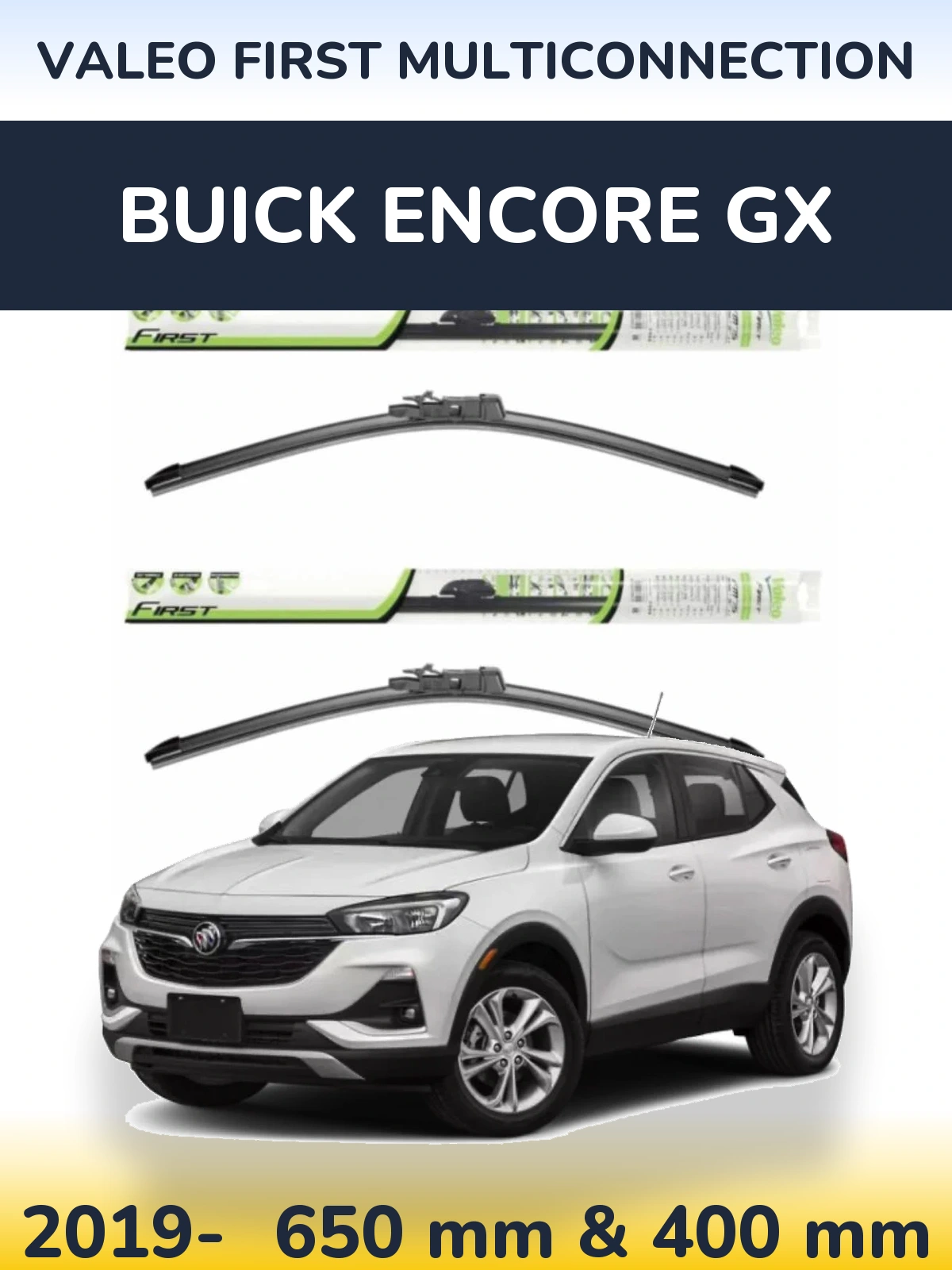 Front wiper blade set Valeo First MultiConnection 650 & 400 mm for Buick Encore GX 2019-2026