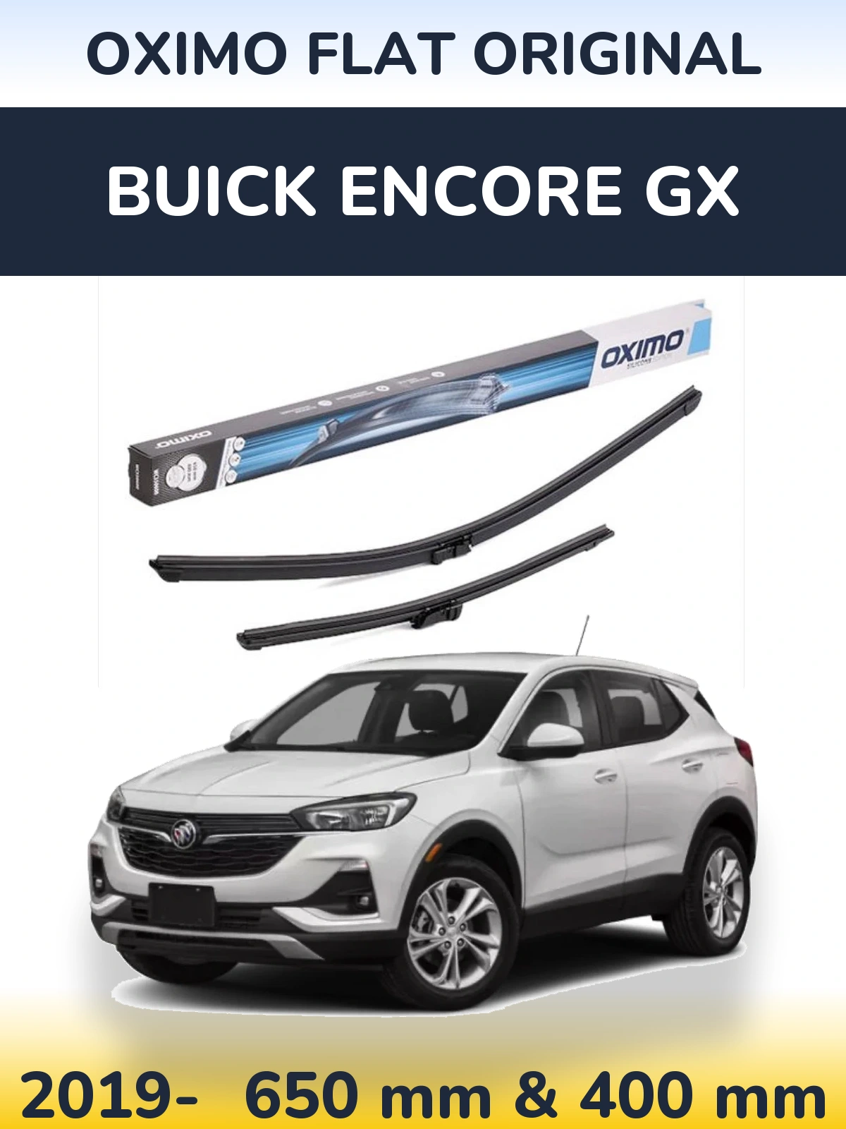 Front wiper blade set Oximo Flat Original 650 & 400 mm for Buick Encore GX 2019-2026