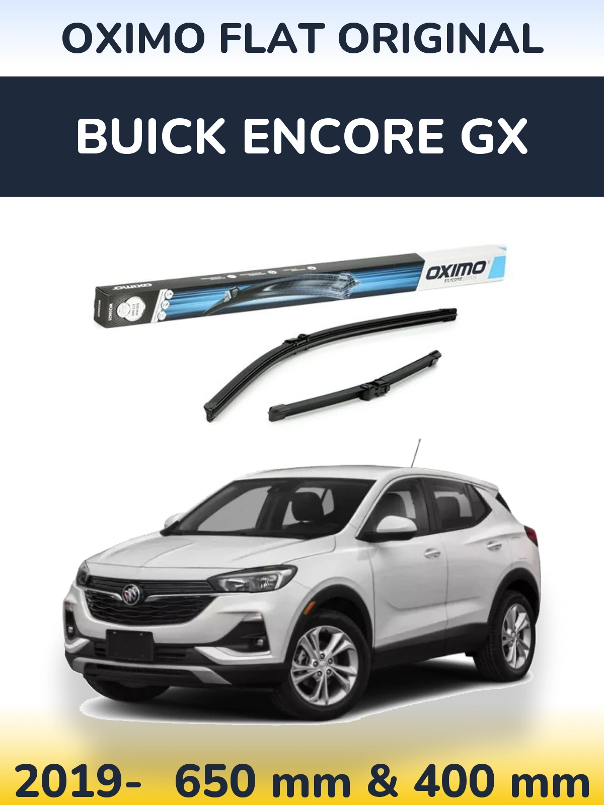 Front wiper blade set Oximo Flat Original 650 & 375 mm for Buick Encore GX 2019-2026