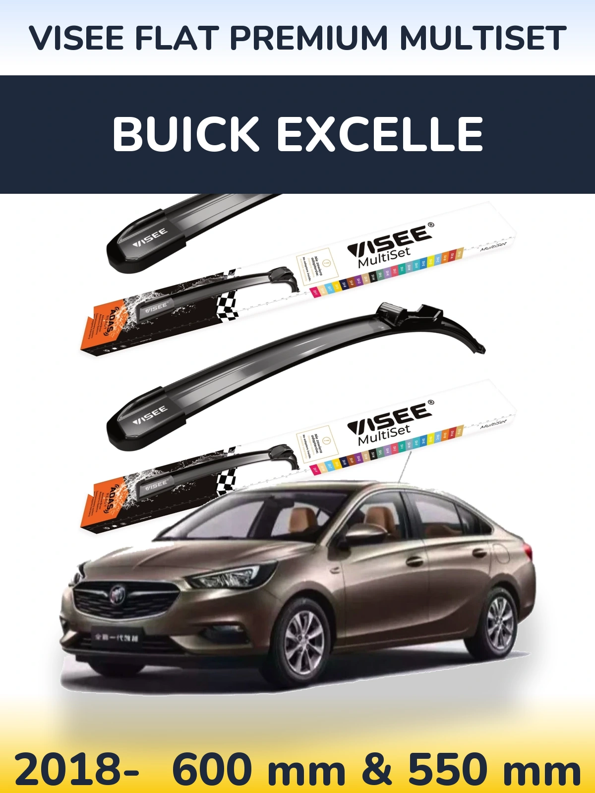 Torkarblad VISEE FLAT PREMIUM MultiSet för Buick Excelle
