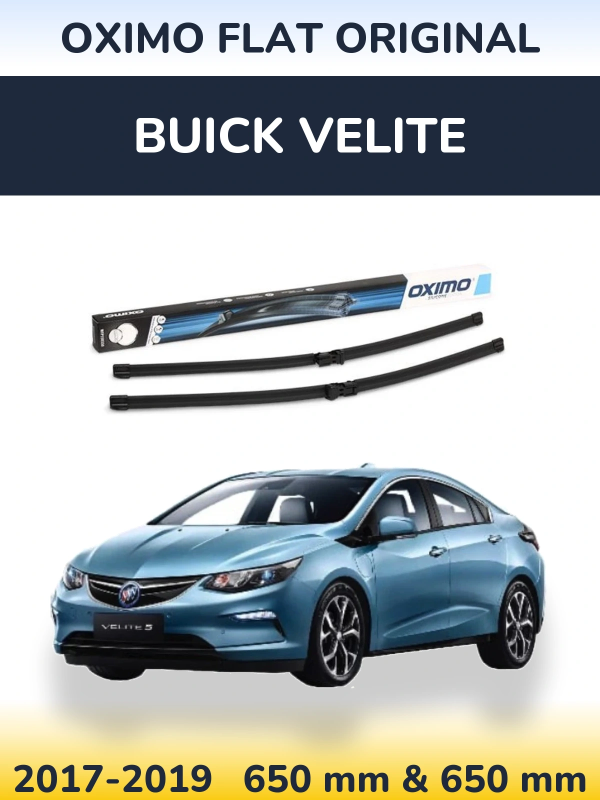 Комплект передних дворников Oximo Flat Original 650 & 650 мм для Buick Velite 2017-2019