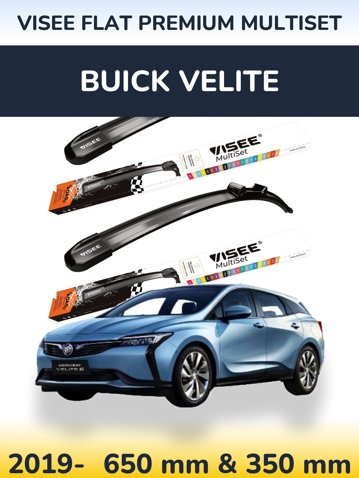 Torkarblad VISEE FLAT PREMIUM MultiSet för Buick Velite