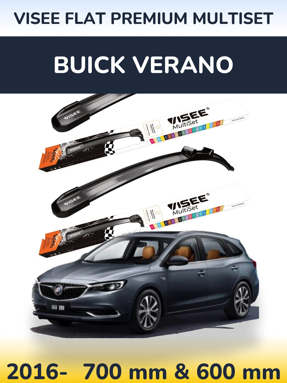 Torkarblad VISEE FLAT PREMIUM MultiSet för Buick Verano