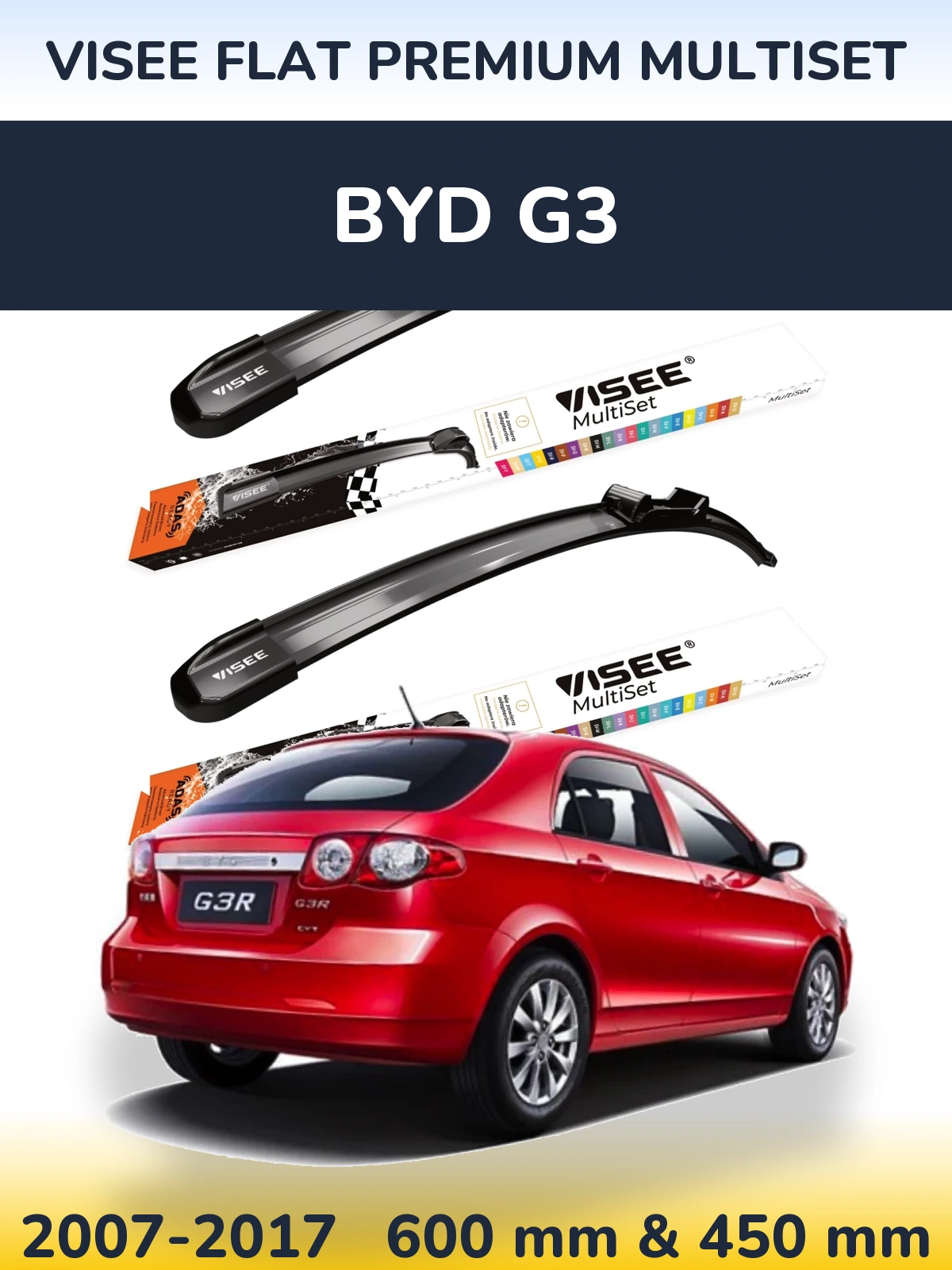 Torkarblad VISEE FLAT PREMIUM MultiSet för BYD G3