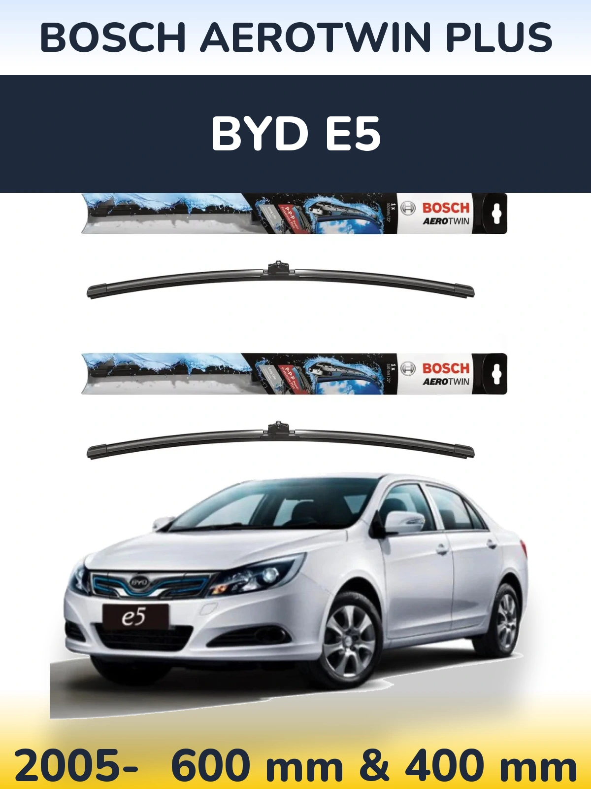 Комплект передніх щіток BOSCH AeroTwin Plus 600 & 400 мм для BYD E5 2005-2026