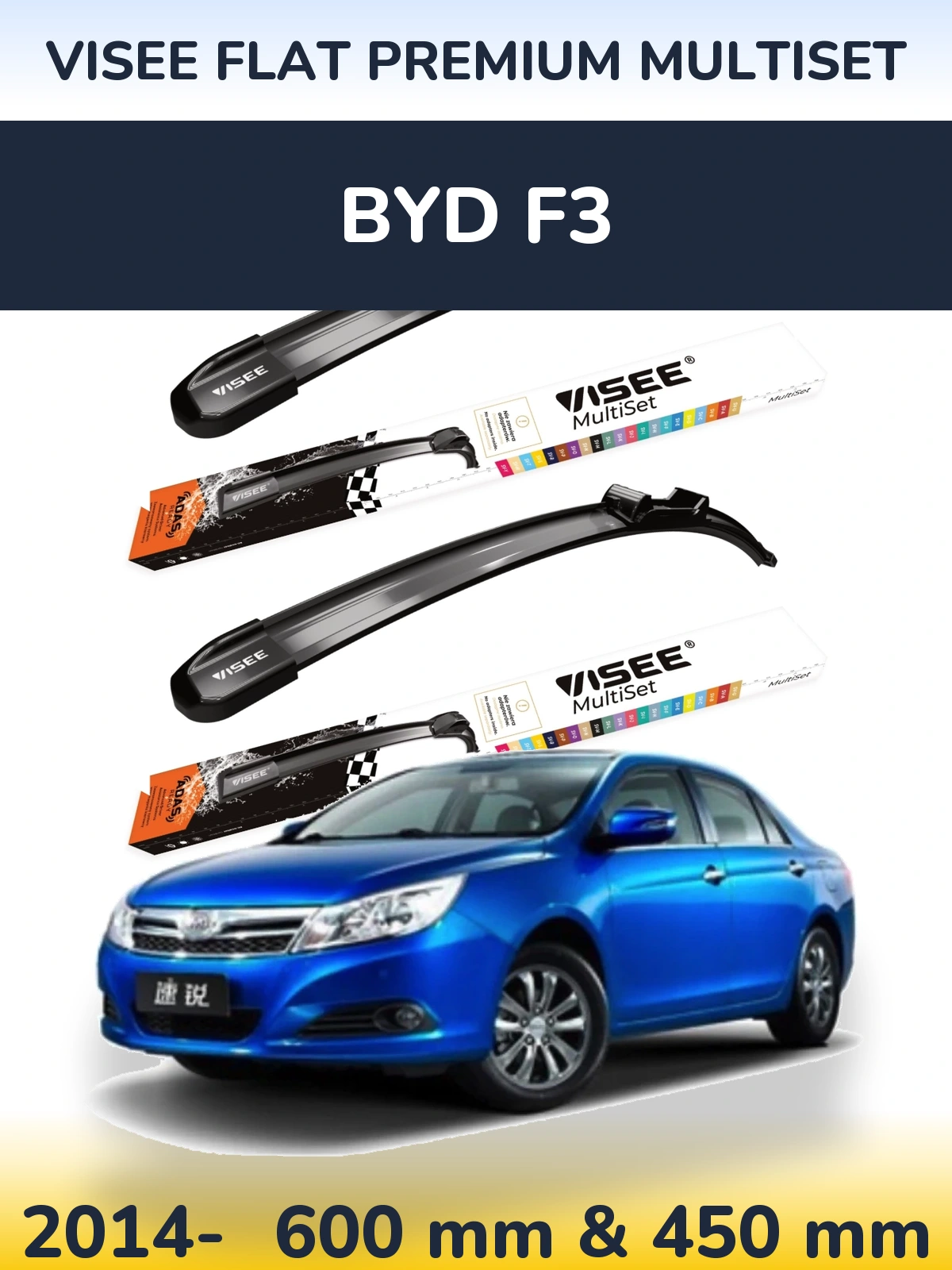 Torkarblad VISEE FLAT PREMIUM MultiSet för BYD F3