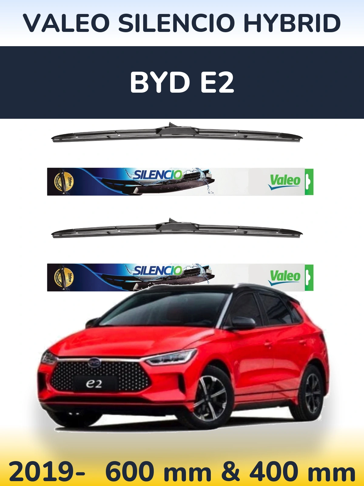 Комплект передних дворников Valeo Silencio Hybrid 600 & 400 мм для BYD E2 2019-2026
