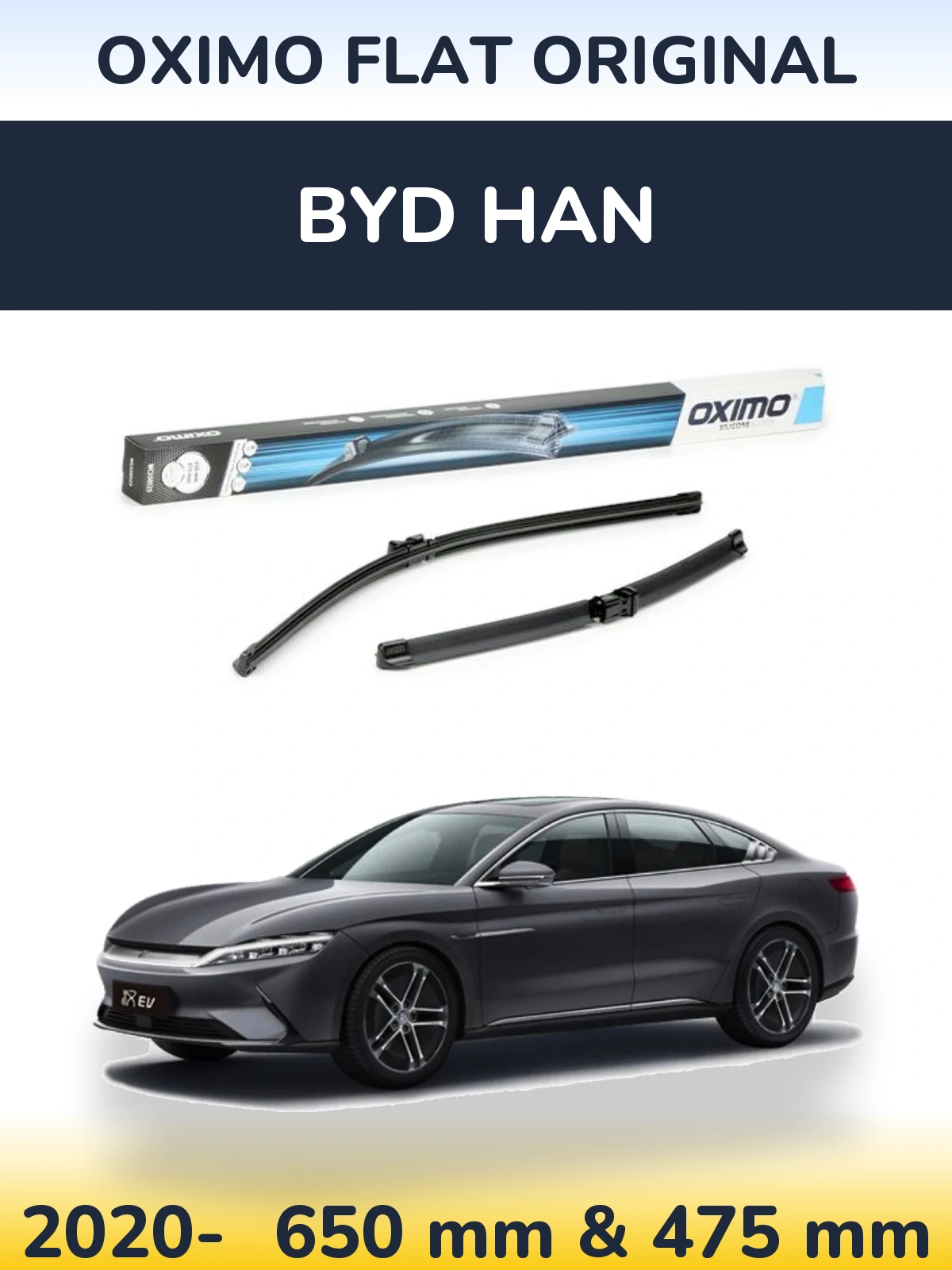 Комплект передніх щіток Oximo Flat Original 650 & 475 мм для BYD Han 2020-2026