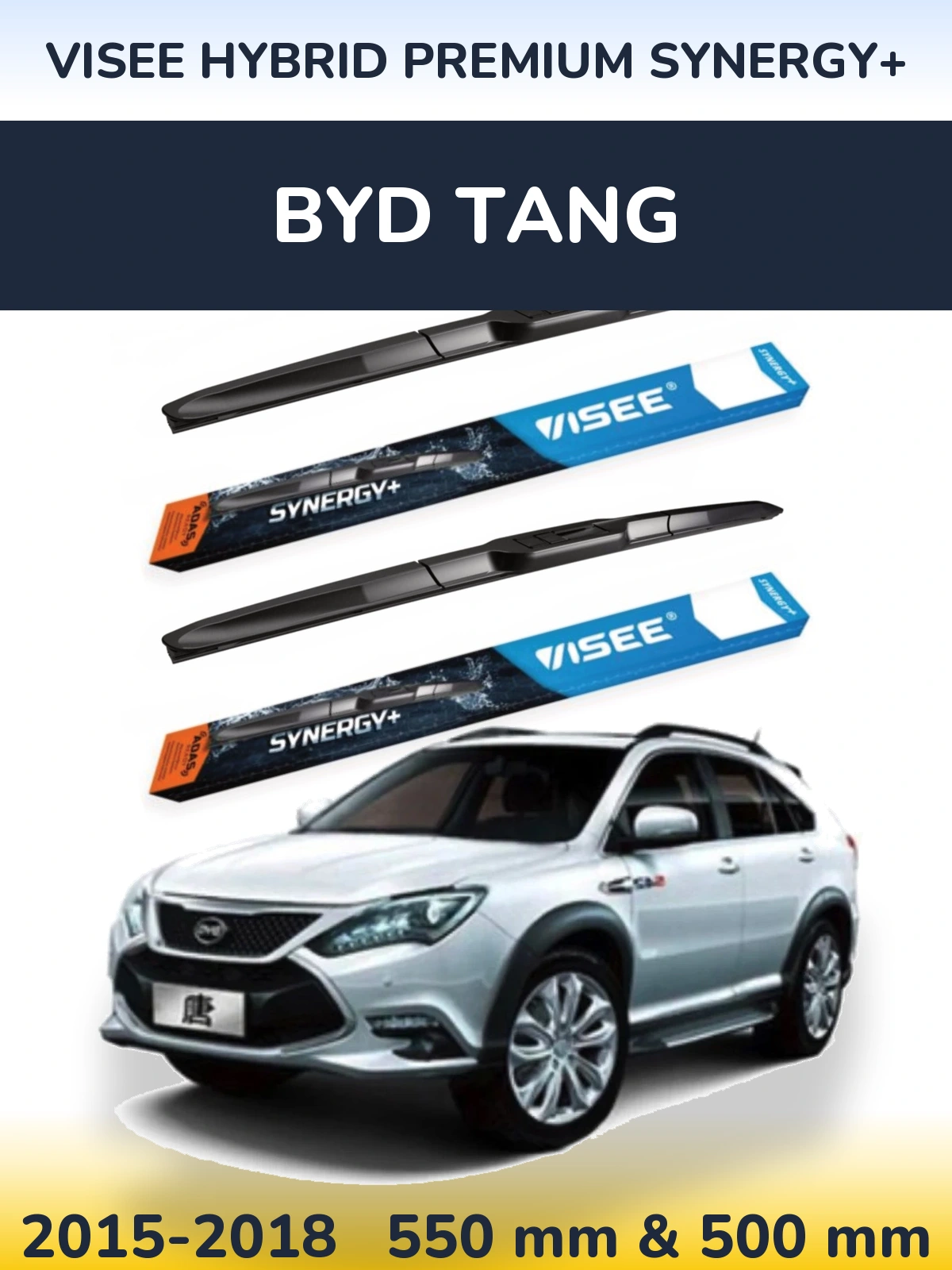 Front wiper blade set VISEE HYBRID PREMIUM SYNERGY+ 550 & 500 mm for BYD Tang 2015-2018