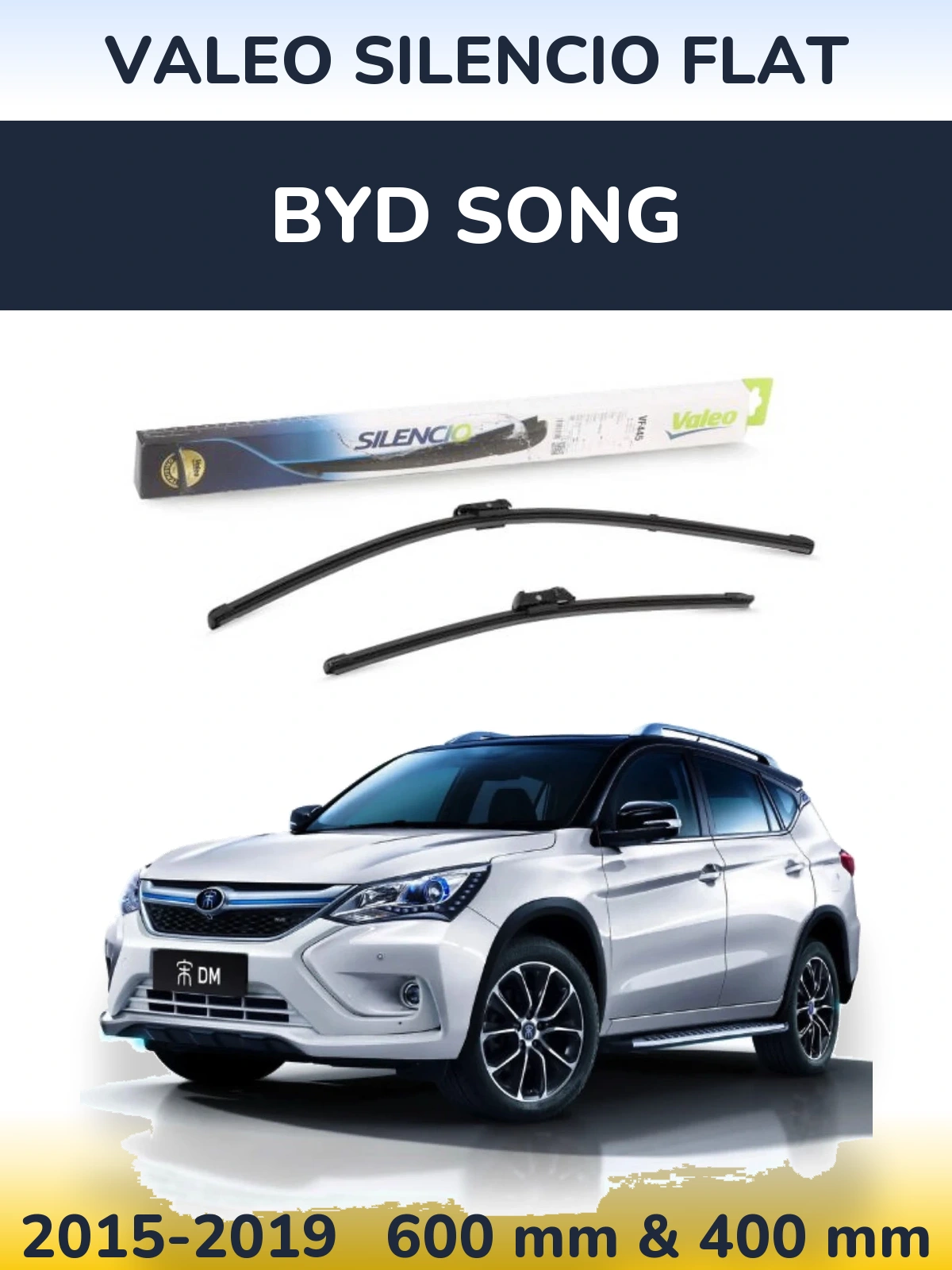 Комплект передних дворников Valeo Silencio Flat 600 & 400 мм для BYD Song 2015-2019