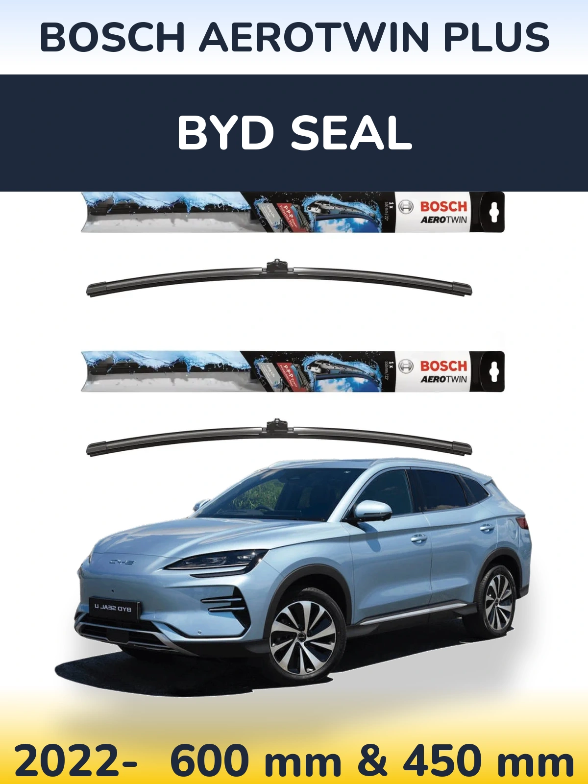 Комплект передніх щіток BOSCH AeroTwin Plus 600 & 450 мм для BYD Seal 2022-2026