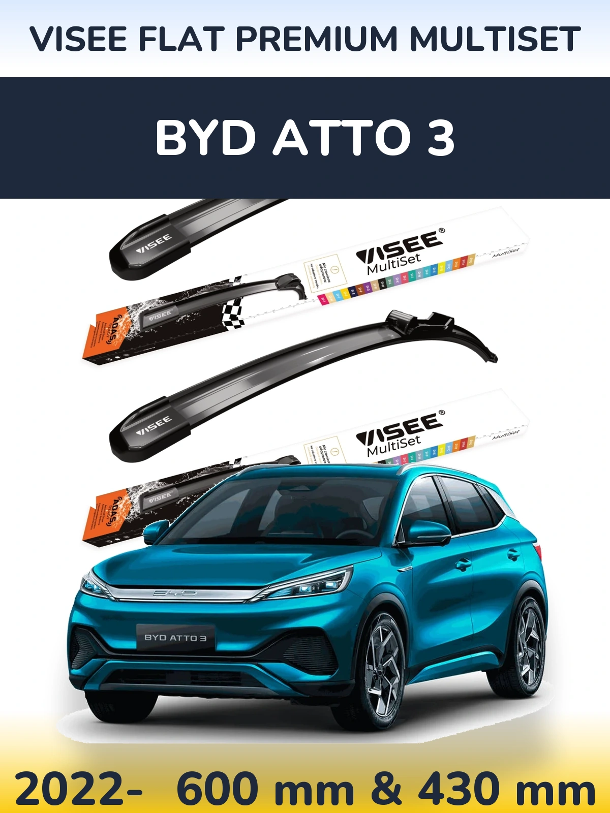 Torkarblad VISEE FLAT PREMIUM MultiSet för BYD Atto 3