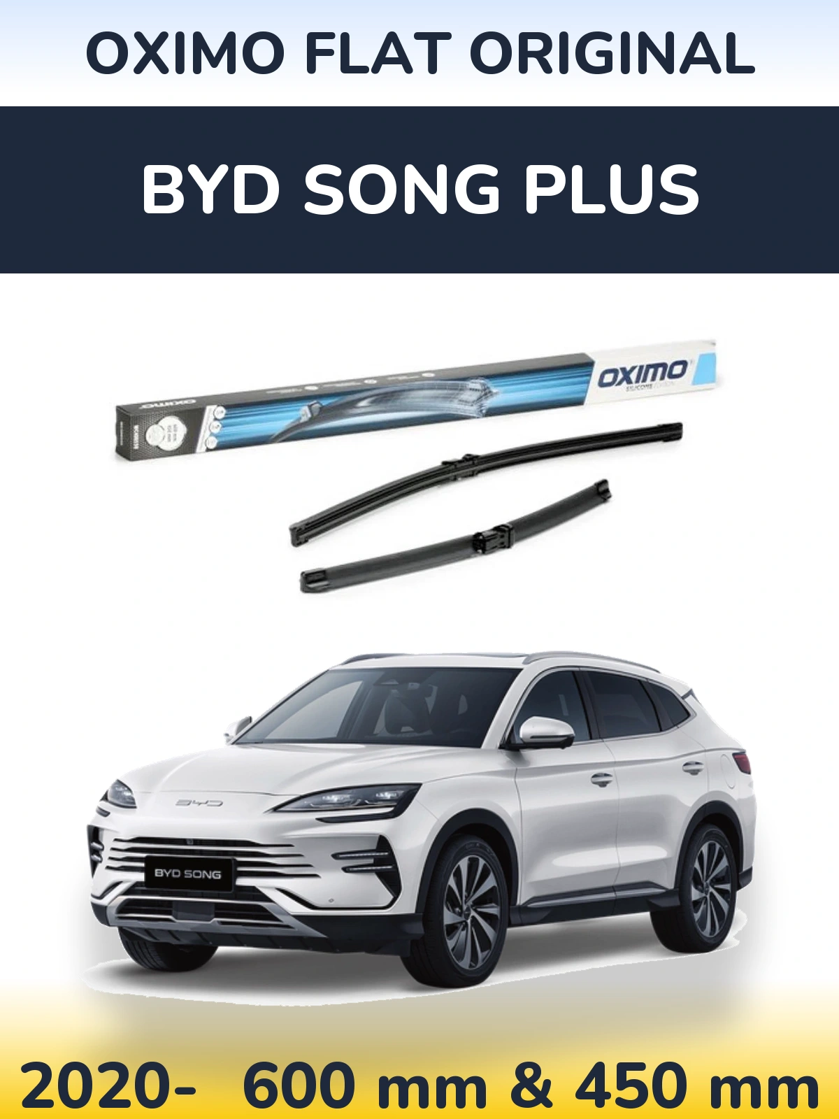 Front wiper blade set Oximo Flat Original 600 & 450 mm for BYD Song Plus 2020-2026