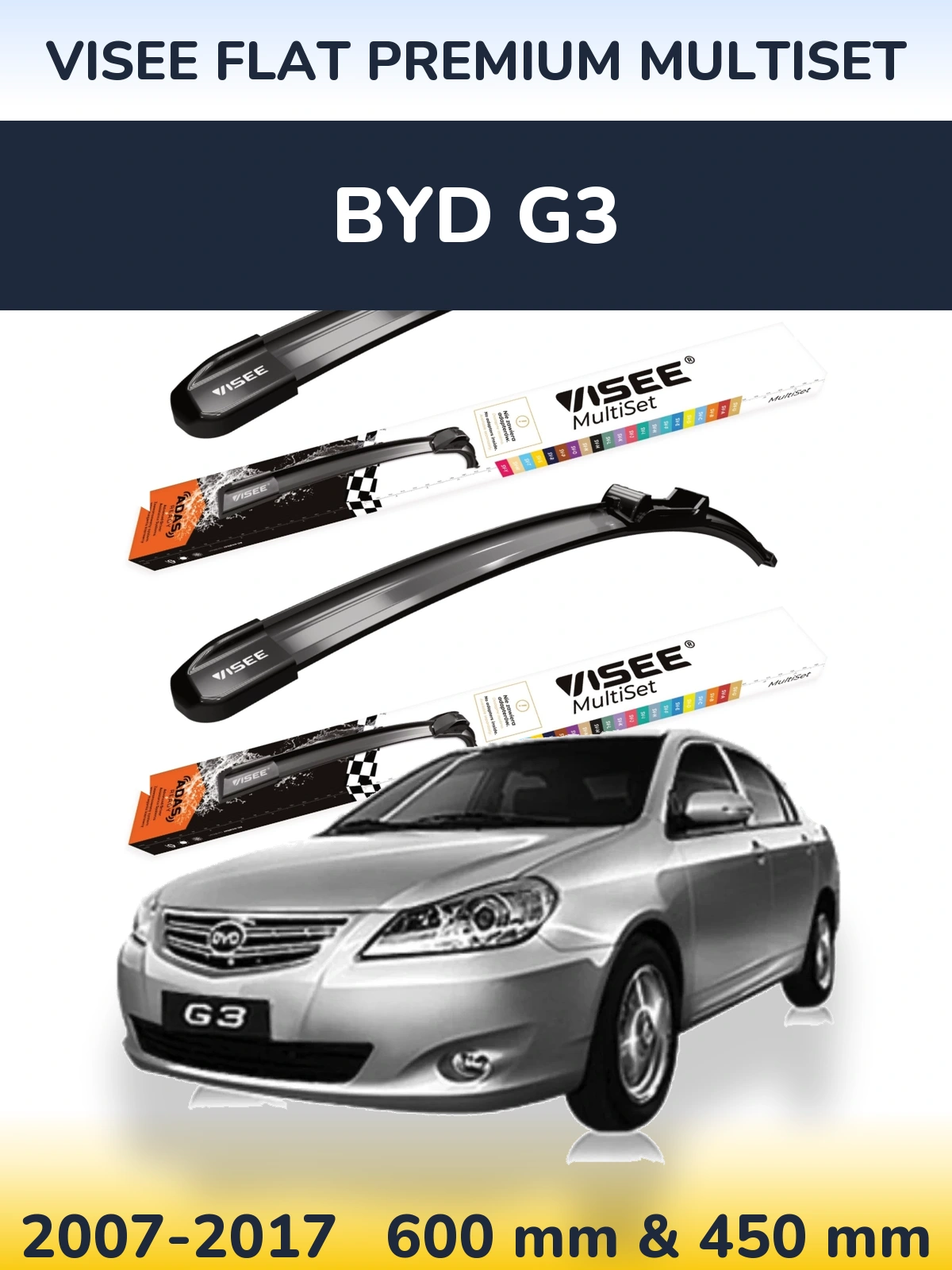 Torkarblad VISEE FLAT PREMIUM MultiSet för BYD G3