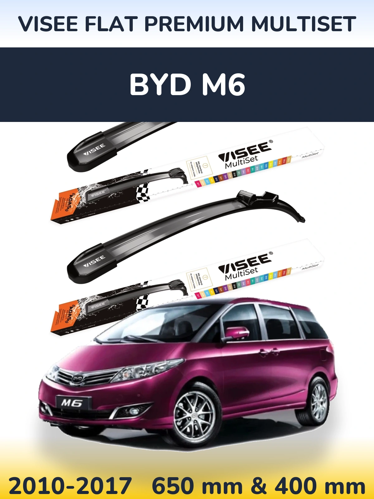 Torkarblad VISEE FLAT PREMIUM MultiSet för BYD M6