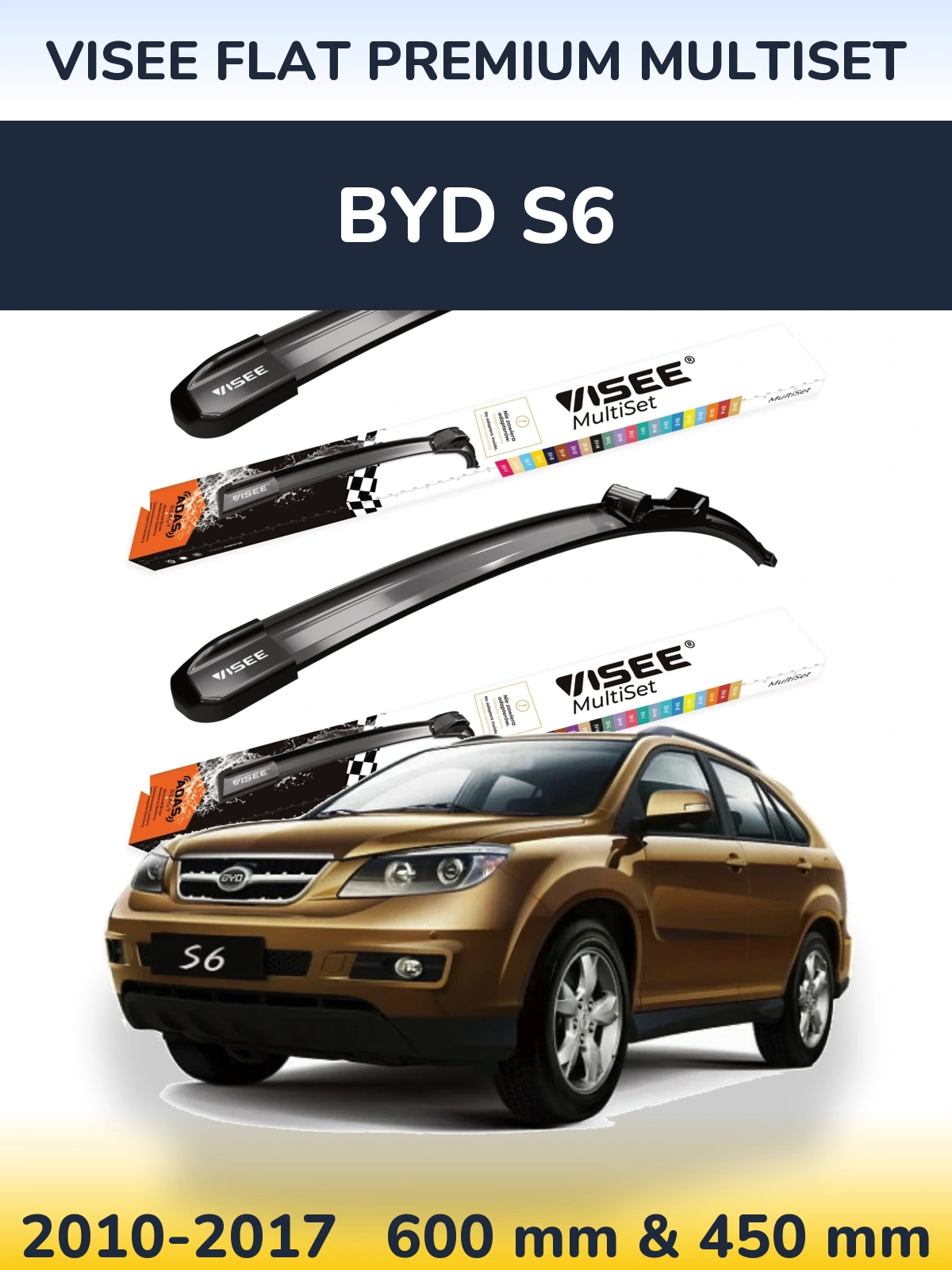 Torkarblad VISEE FLAT PREMIUM MultiSet för BYD S6