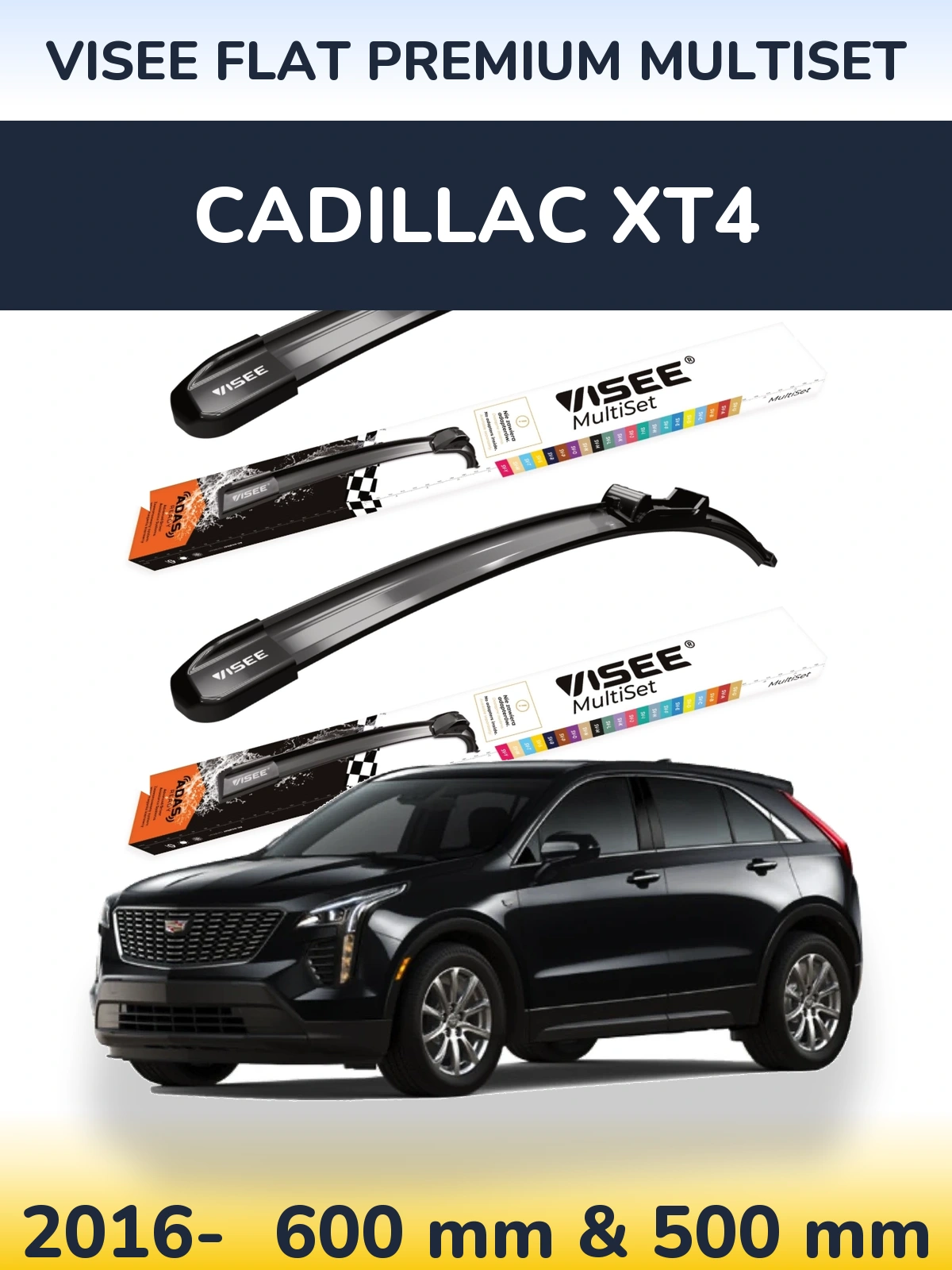 Torkarblad VISEE FLAT PREMIUM MultiSet för Cadillac XT4