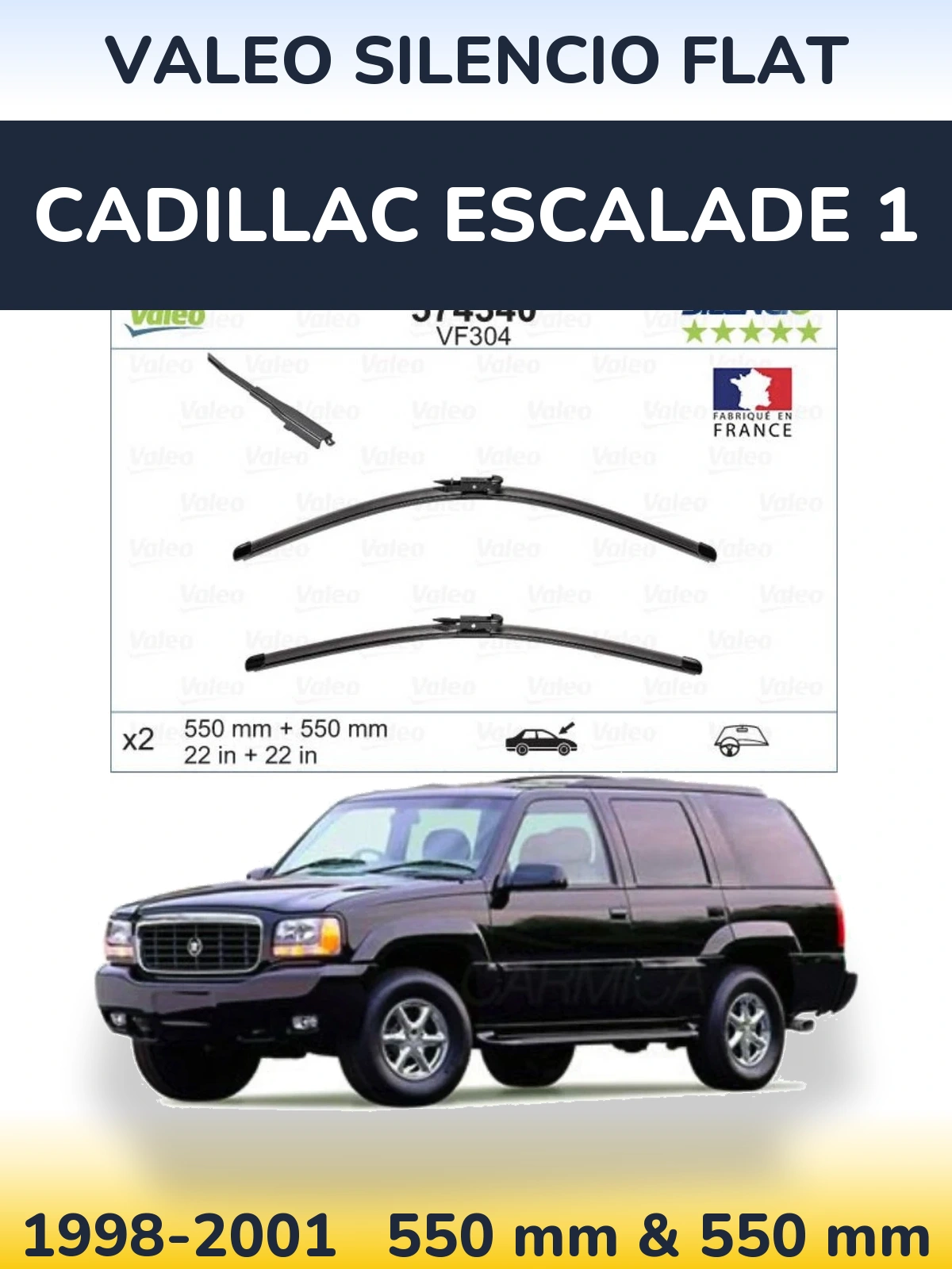 Torkarblad Valeo Silencio Flat för Cadillac Escalade 1