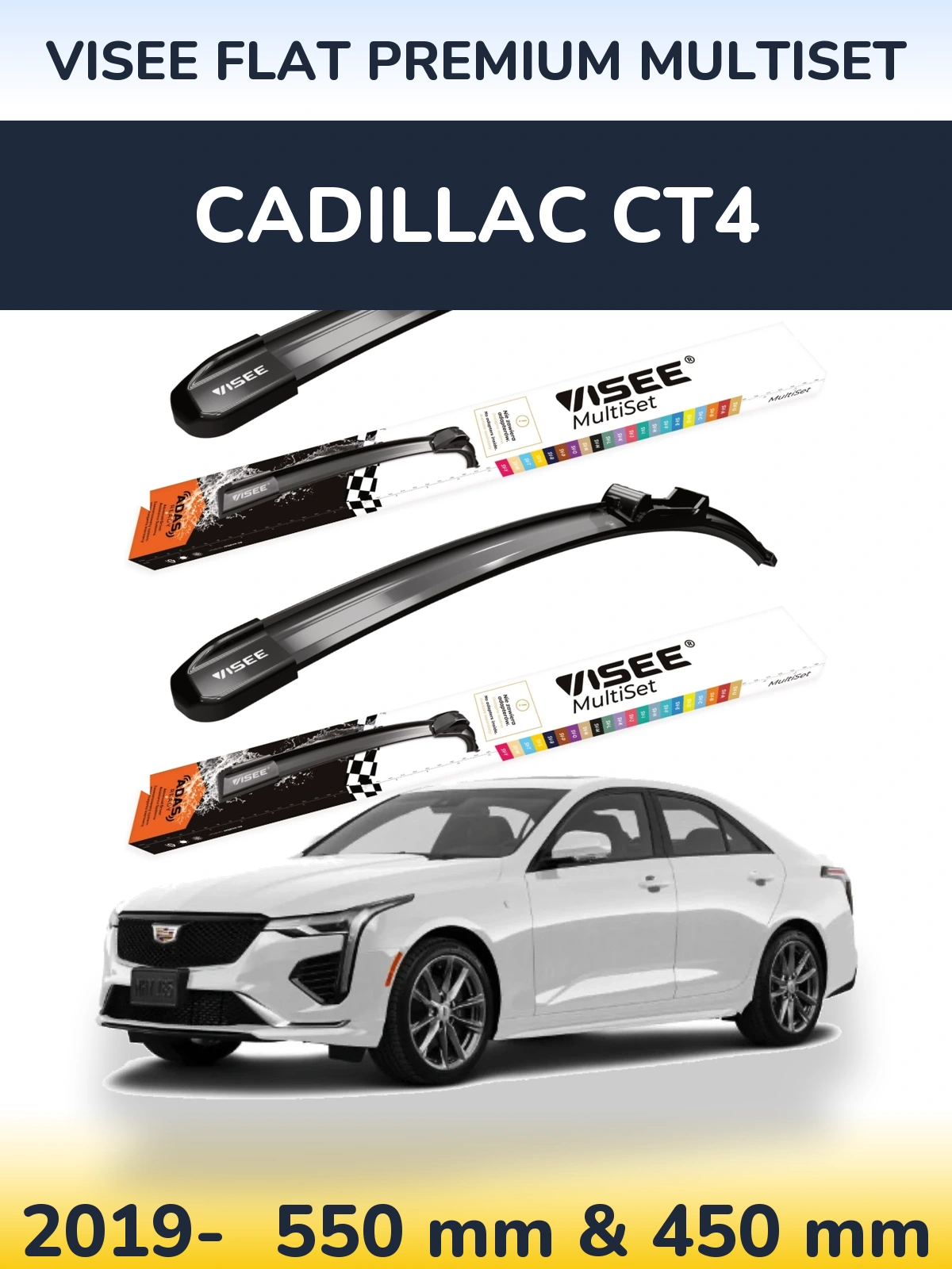 Torkarblad VISEE FLAT PREMIUM MultiSet för Cadillac CT4