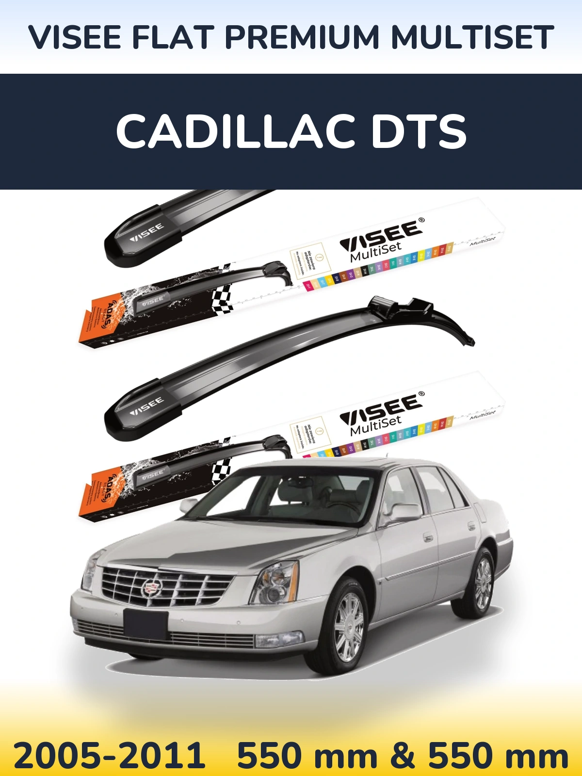 Torkarblad VISEE FLAT PREMIUM MultiSet för Cadillac DTS