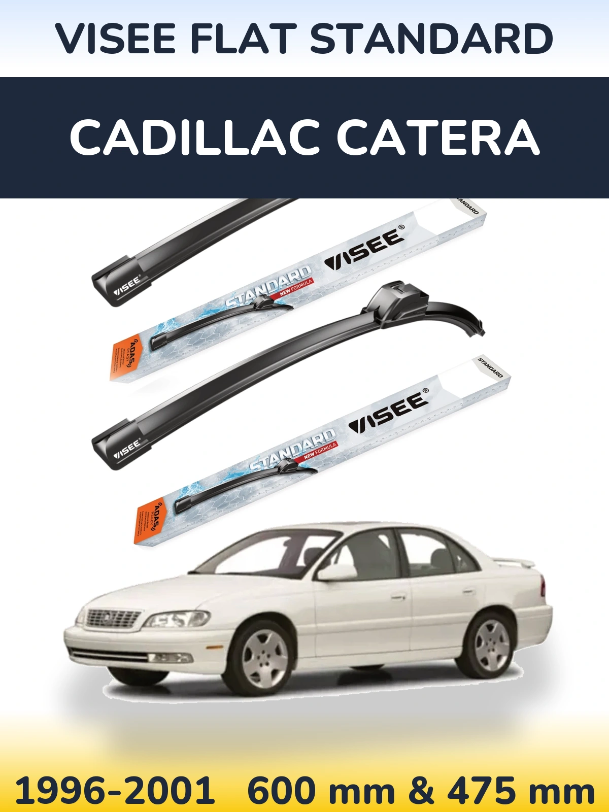 Комплект передніх щіток VISEE FLAT STANDARD 600 & 475 мм для Cadillac Catera 1996-2001