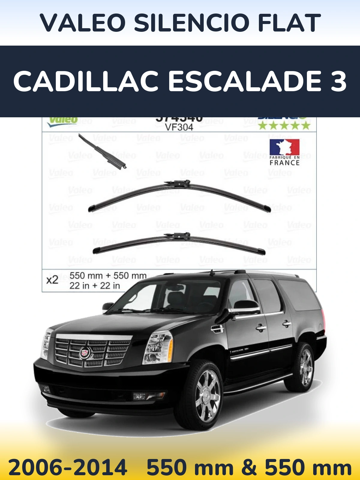 Torkarblad Valeo Silencio Flat för Cadillac Escalade 3