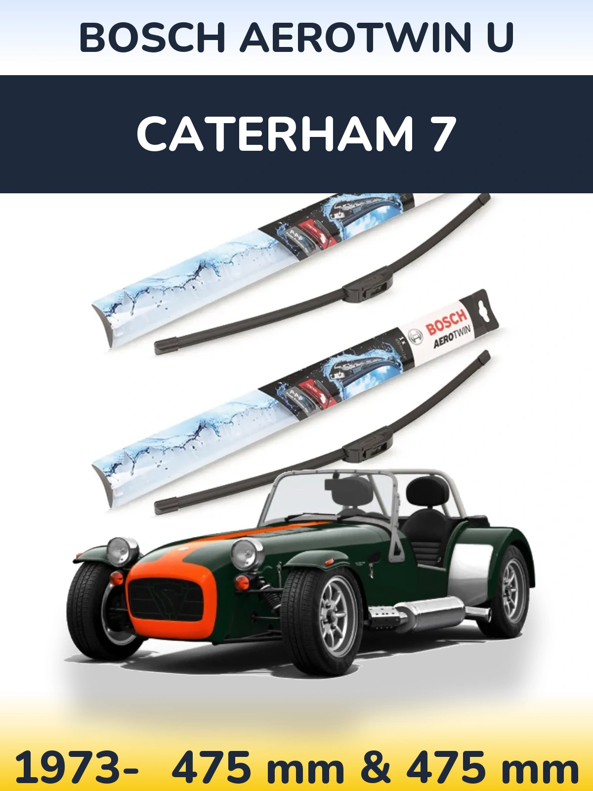 Комплект передних дворников BOSCH AeroTwin U 475 & 475 мм для Caterham 7 1973-2026