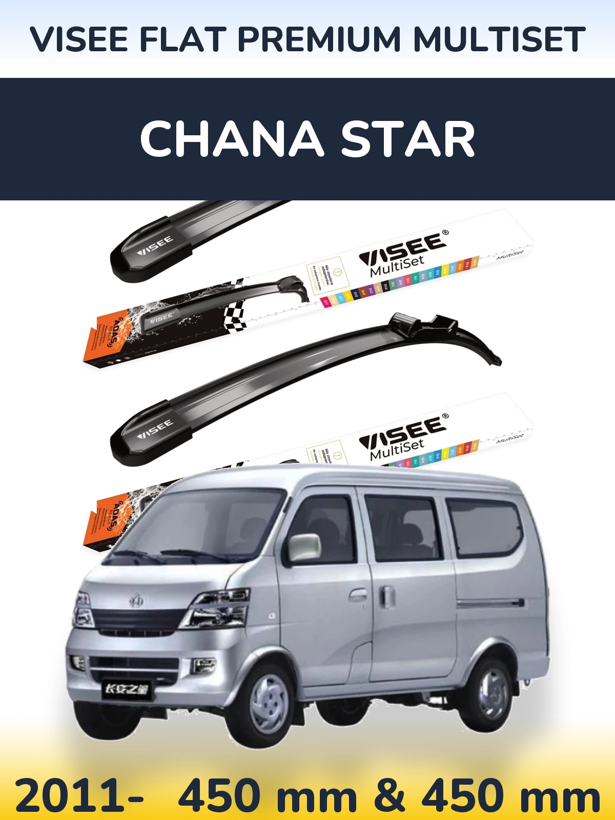 Torkarblad VISEE FLAT PREMIUM MultiSet för Chana Star