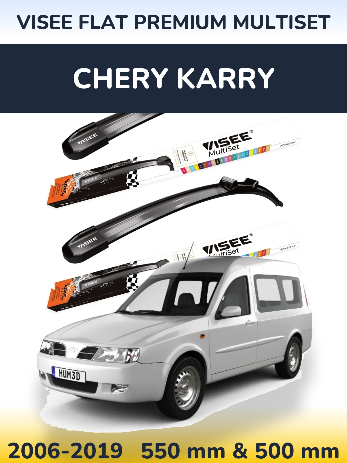 Torkarblad VISEE FLAT PREMIUM MultiSet för Chery Karry