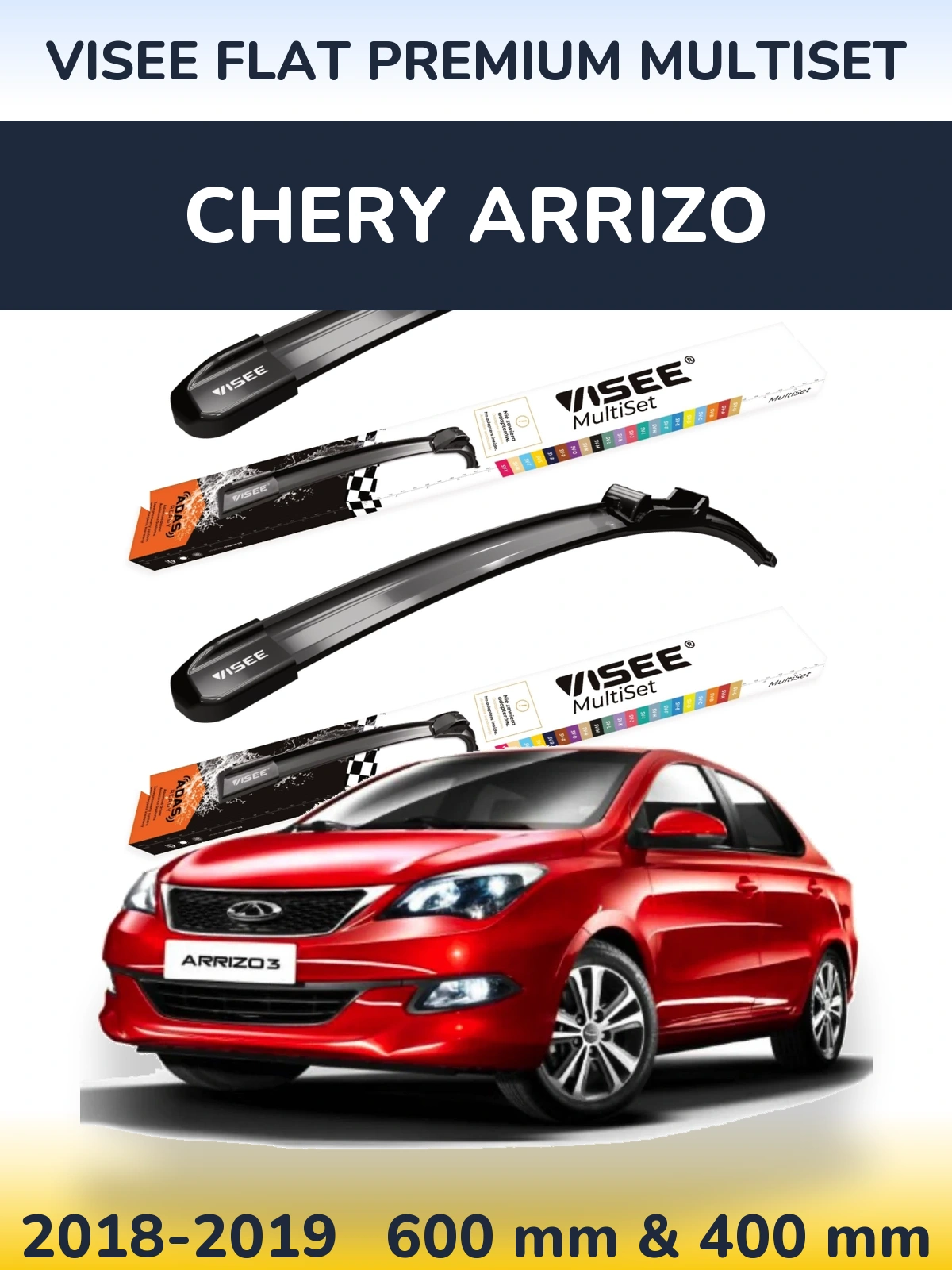 Torkarblad VISEE FLAT PREMIUM MultiSet för Chery Arrizo