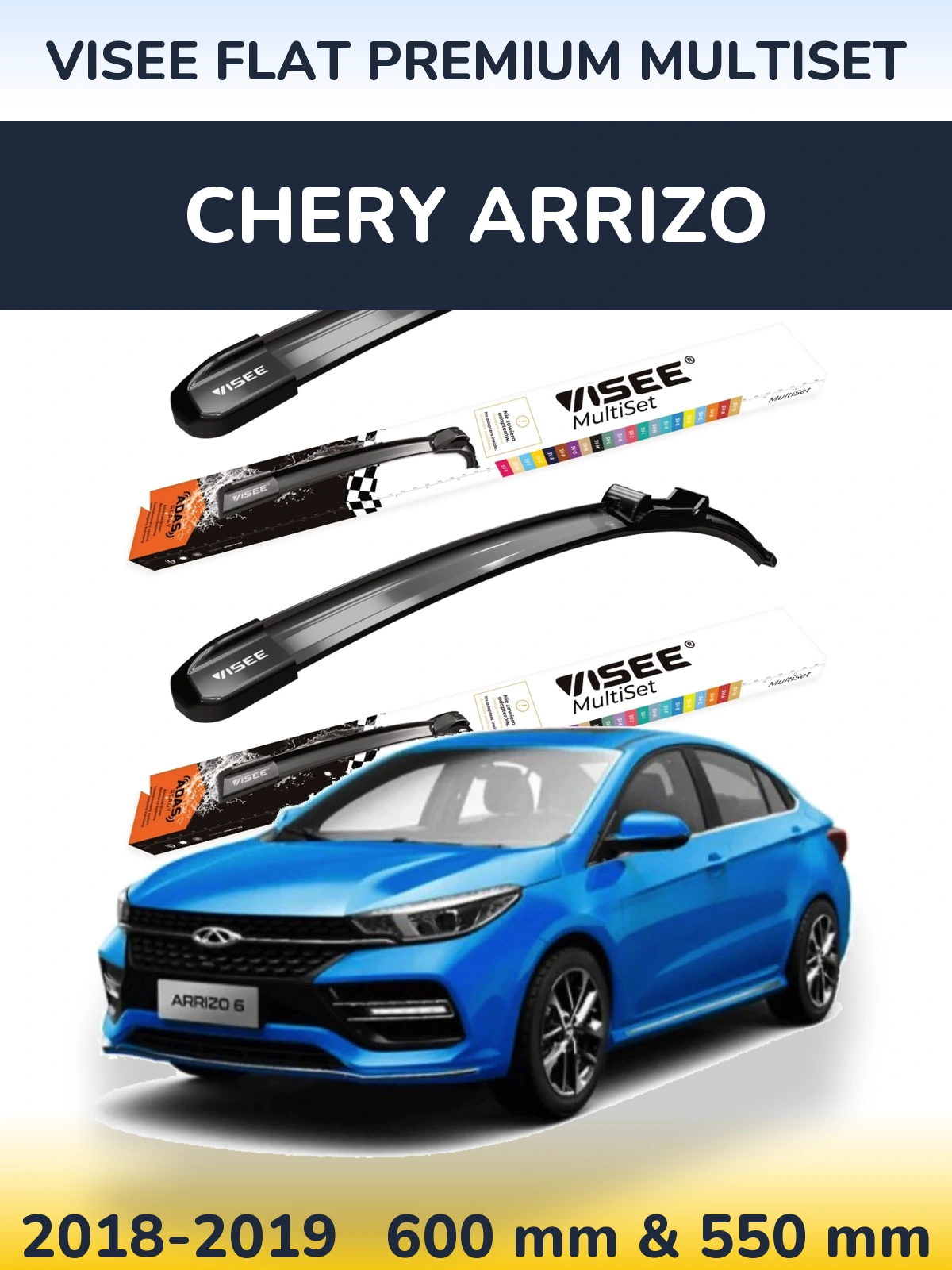 Torkarblad VISEE FLAT PREMIUM MultiSet för Chery Arrizo