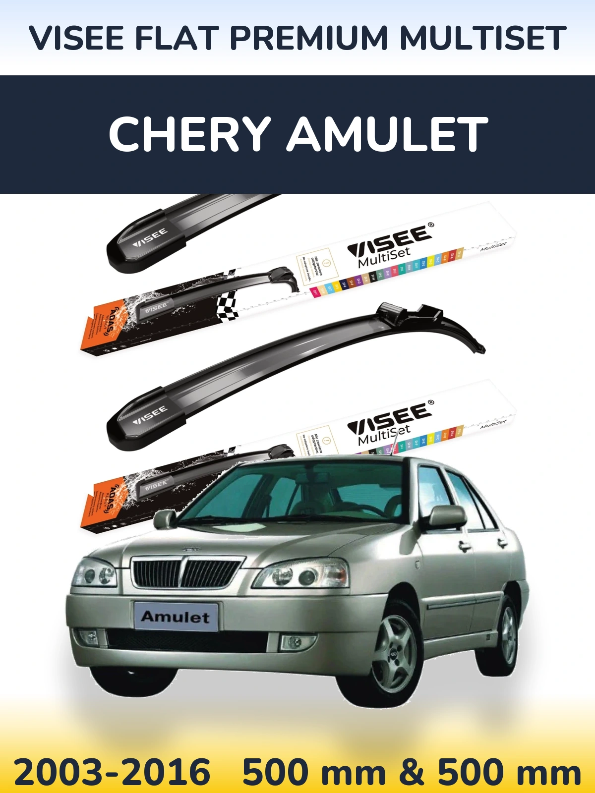 Torkarblad VISEE FLAT PREMIUM MultiSet för Chery Amulet