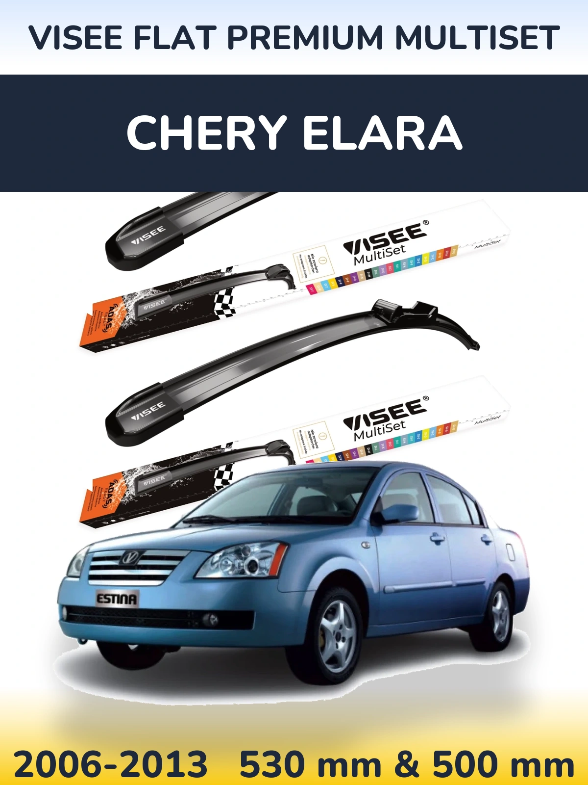 Torkarblad VISEE FLAT PREMIUM MultiSet för Chery Elara