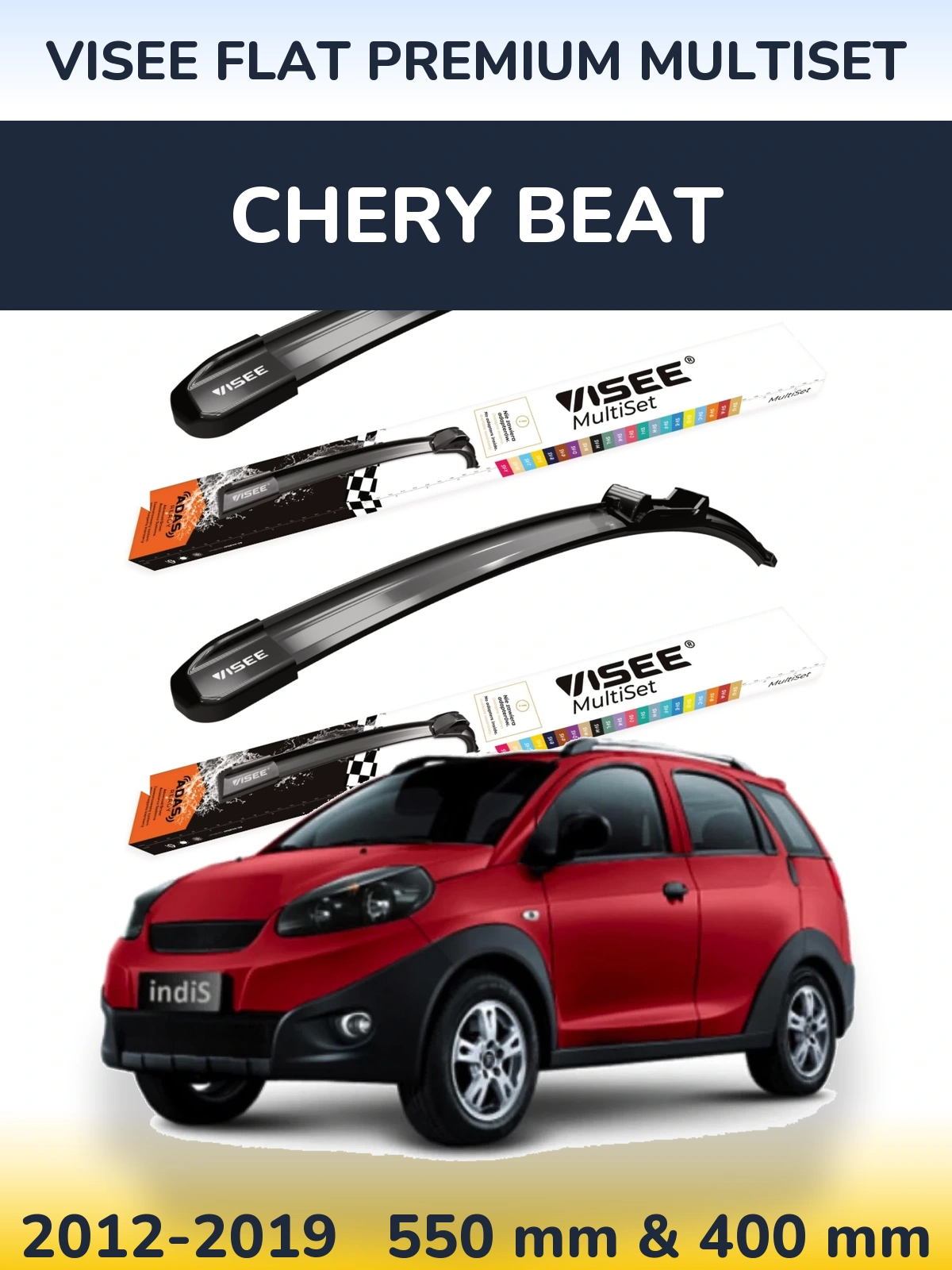 Torkarblad VISEE FLAT PREMIUM MultiSet för Chery Beat